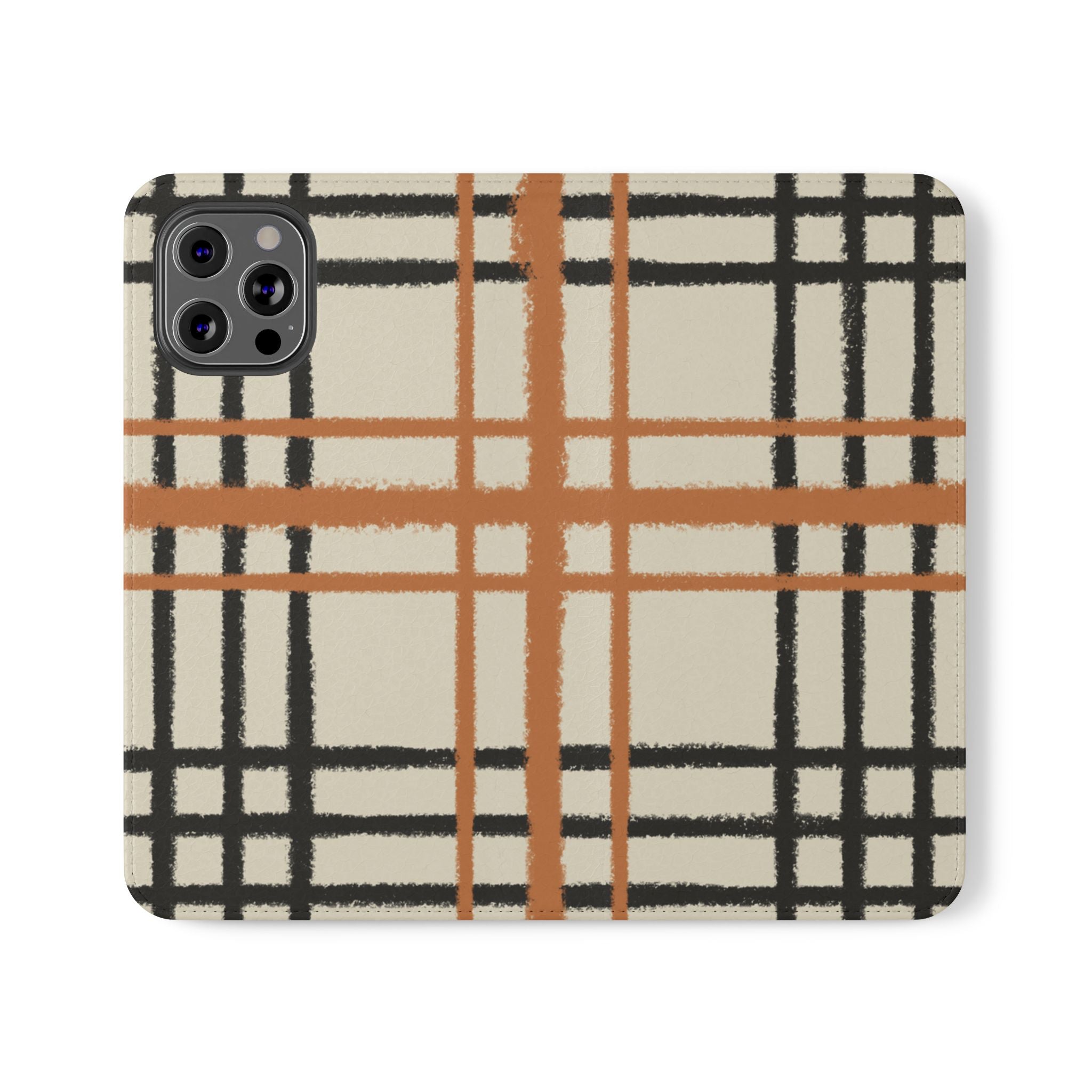 Black and Orange Plaid Flip Cases, Artsulli - Art is Long, Life is Short, Phone Case, Size, iPhone 12 Pro Max, , , , , 30693280232670508573