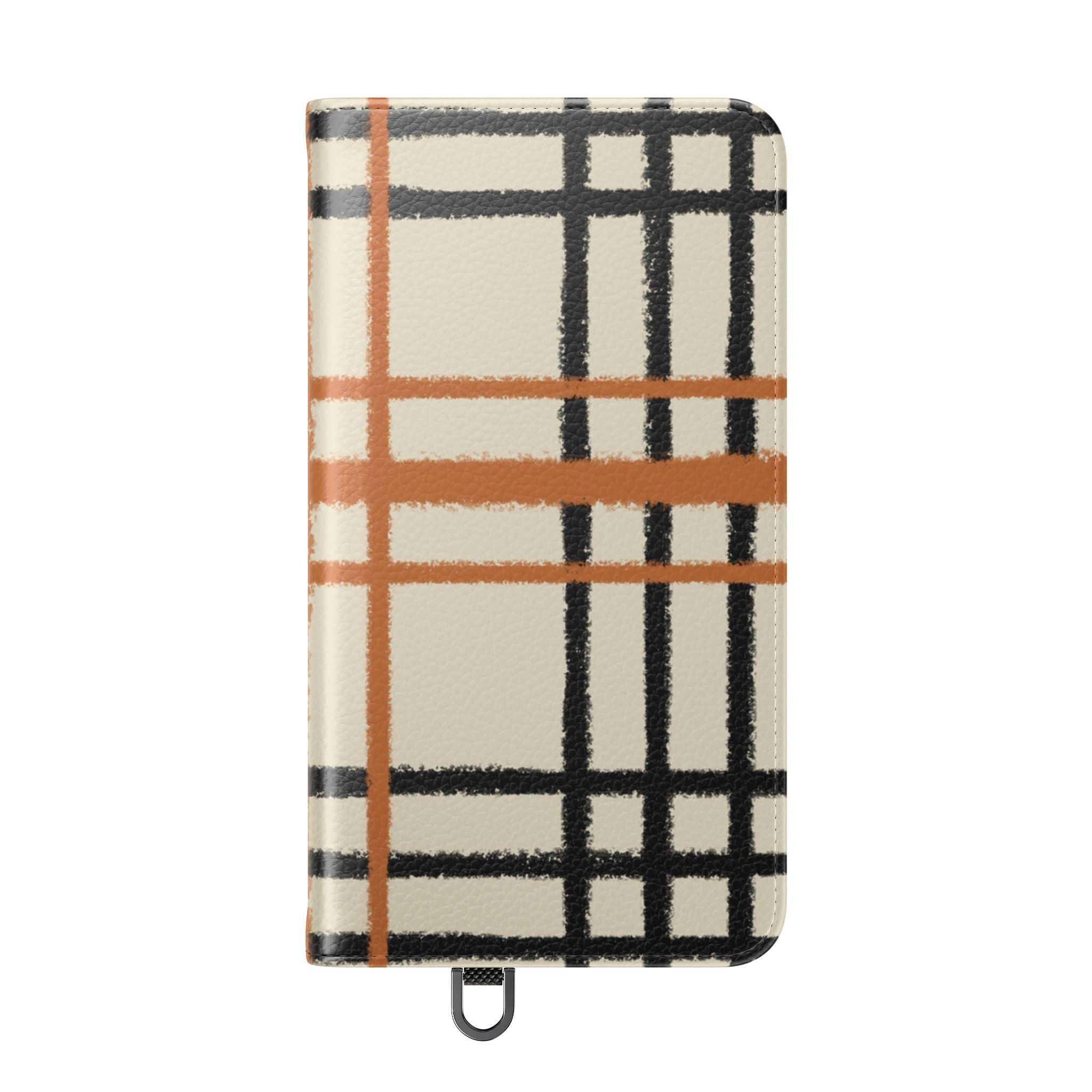Black and Orange Plaid Flip Cases, Artsulli - Art is Long, Life is Short, Phone Case, , , , , , ,