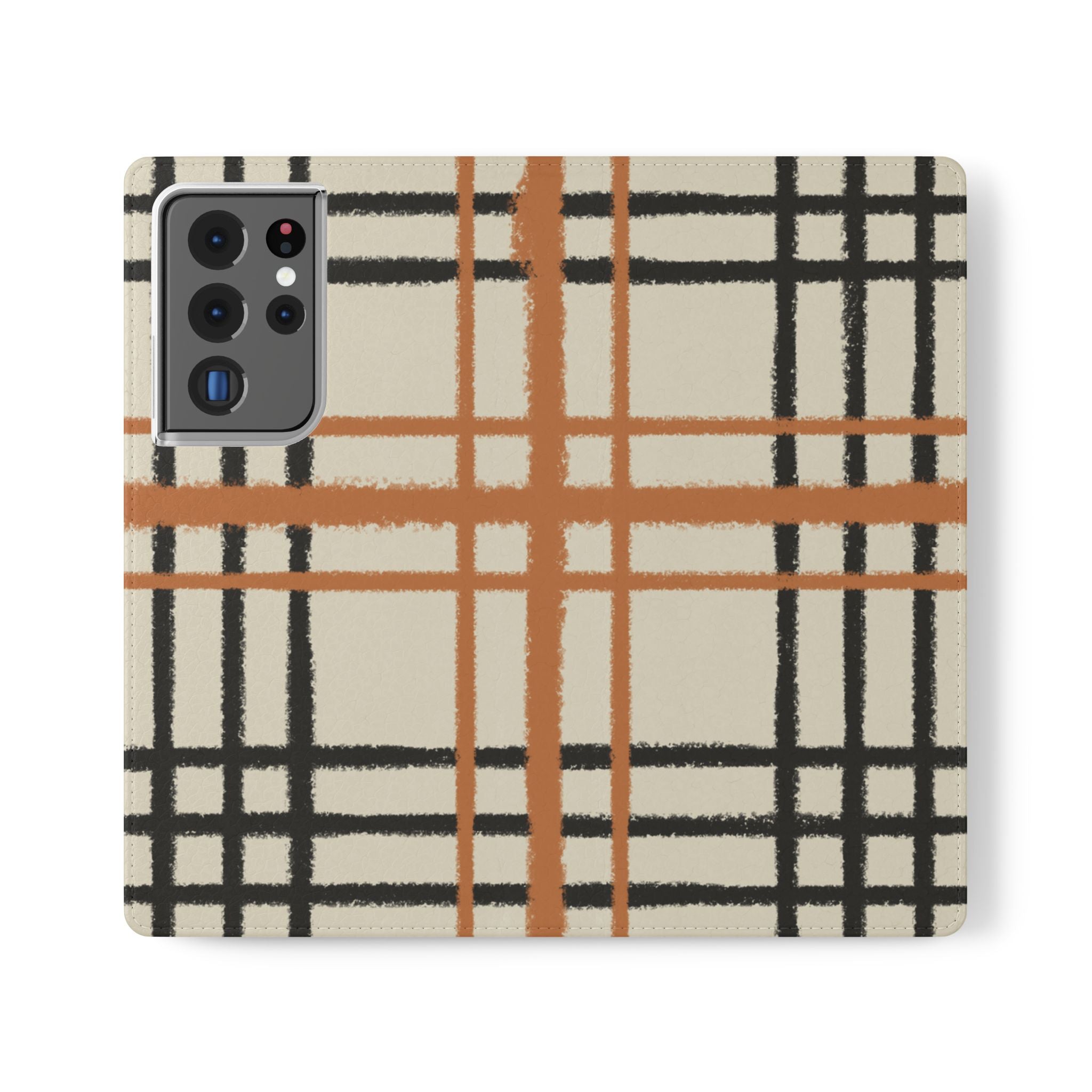 Black and Orange Plaid Flip Cases, Artsulli - Art is Long, Life is Short, Phone Case, Size, Samsung Galaxy S21 Ultra, , , , , 30339765117319623928