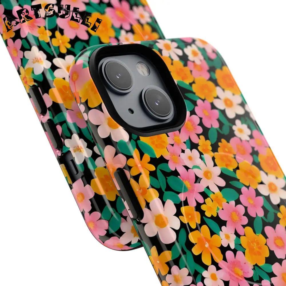 Black Floral MagSafe iPhone Case, Artsulli - Art is Long, Life is Short, Phone Case, , , , , , ,