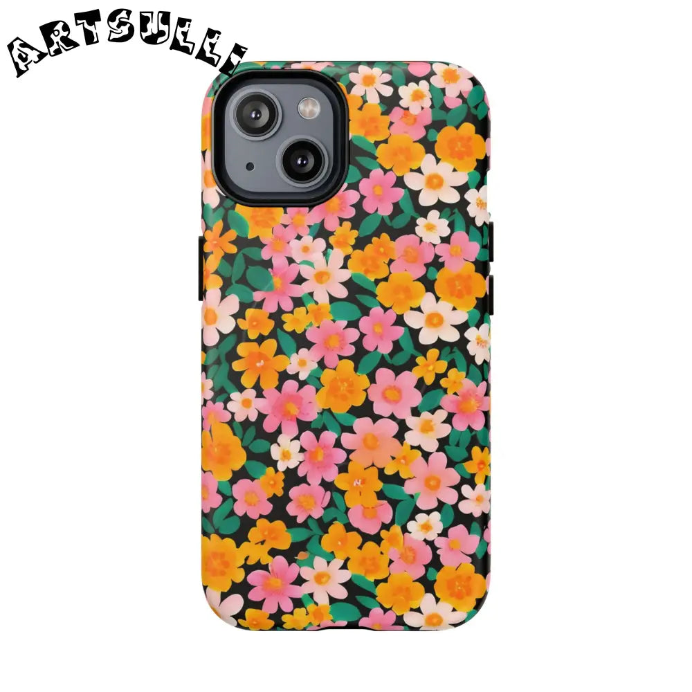 Black Floral MagSafe iPhone Case, Artsulli - Art is Long, Life is Short, Phone Case, Size, iPhone 14, Surface, Matte, , , 26599797768128423152