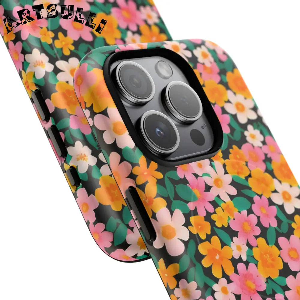 Black Floral MagSafe iPhone Case, Artsulli - Art is Long, Life is Short, Phone Case, , , , , , ,
