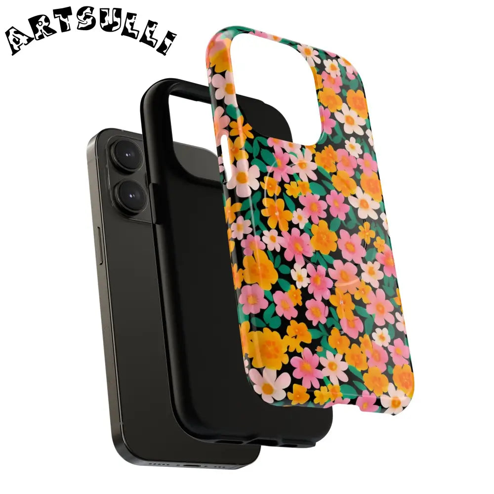 Black Floral MagSafe iPhone Case, Artsulli - Art is Long, Life is Short, Phone Case, , , , , , ,