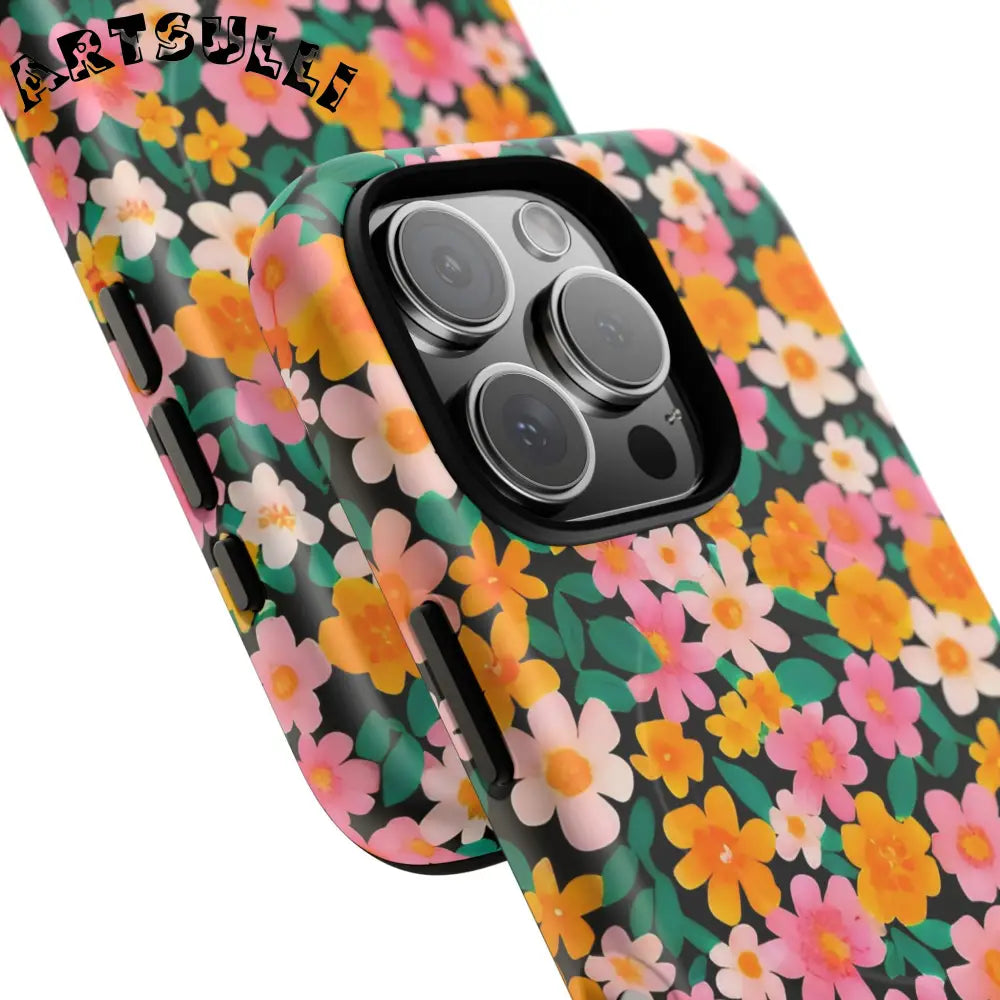 Black Floral MagSafe iPhone Case, Artsulli - Art is Long, Life is Short, Phone Case, , , , , , ,