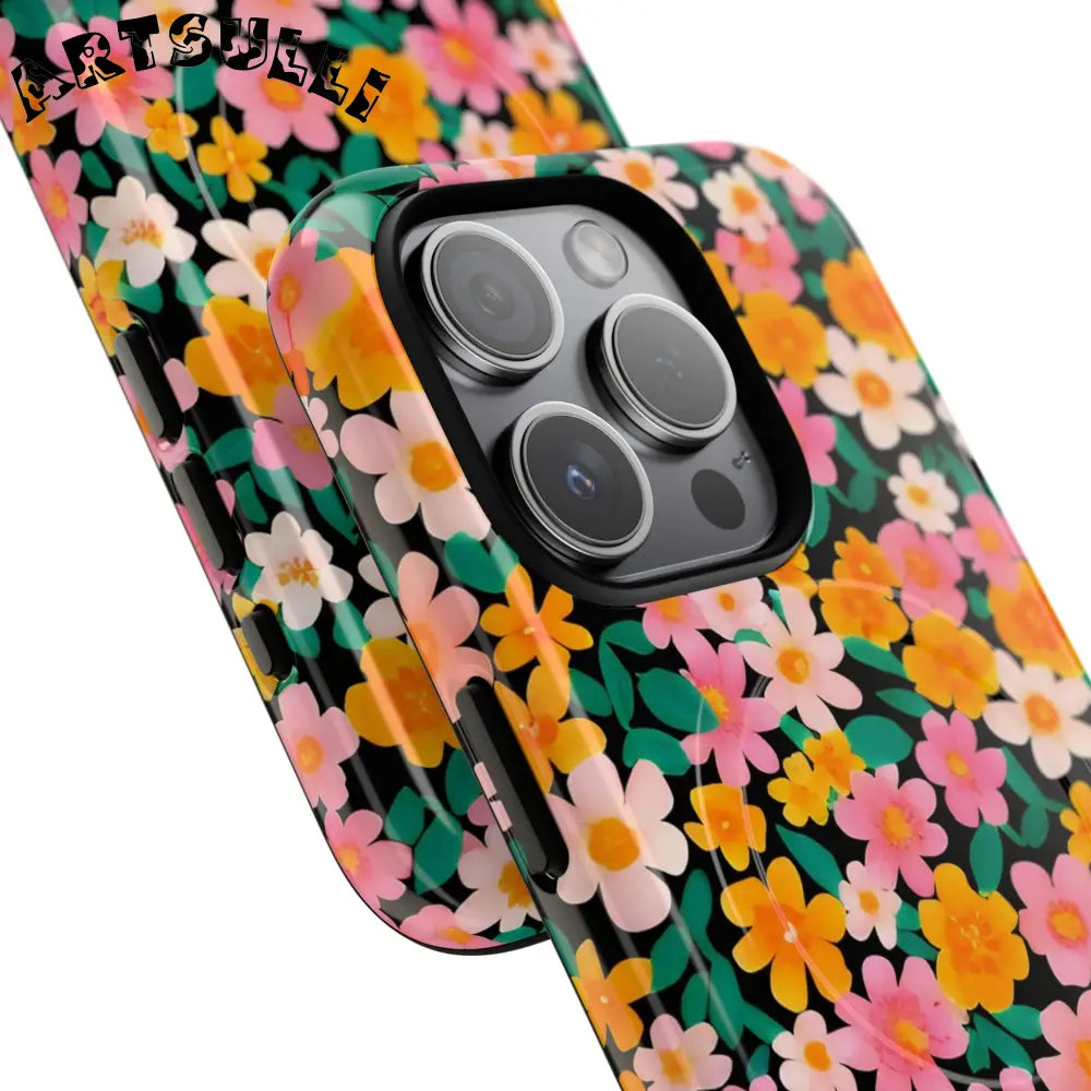 Black Floral MagSafe iPhone Case, Artsulli - Art is Long, Life is Short, Phone Case, , , , , , ,
