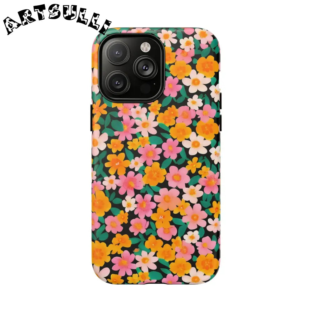 Black Floral MagSafe iPhone Case, Artsulli - Art is Long, Life is Short, Phone Case, Size, iPhone 14 Pro Max, Surface, Matte, , , 29223673942748829802