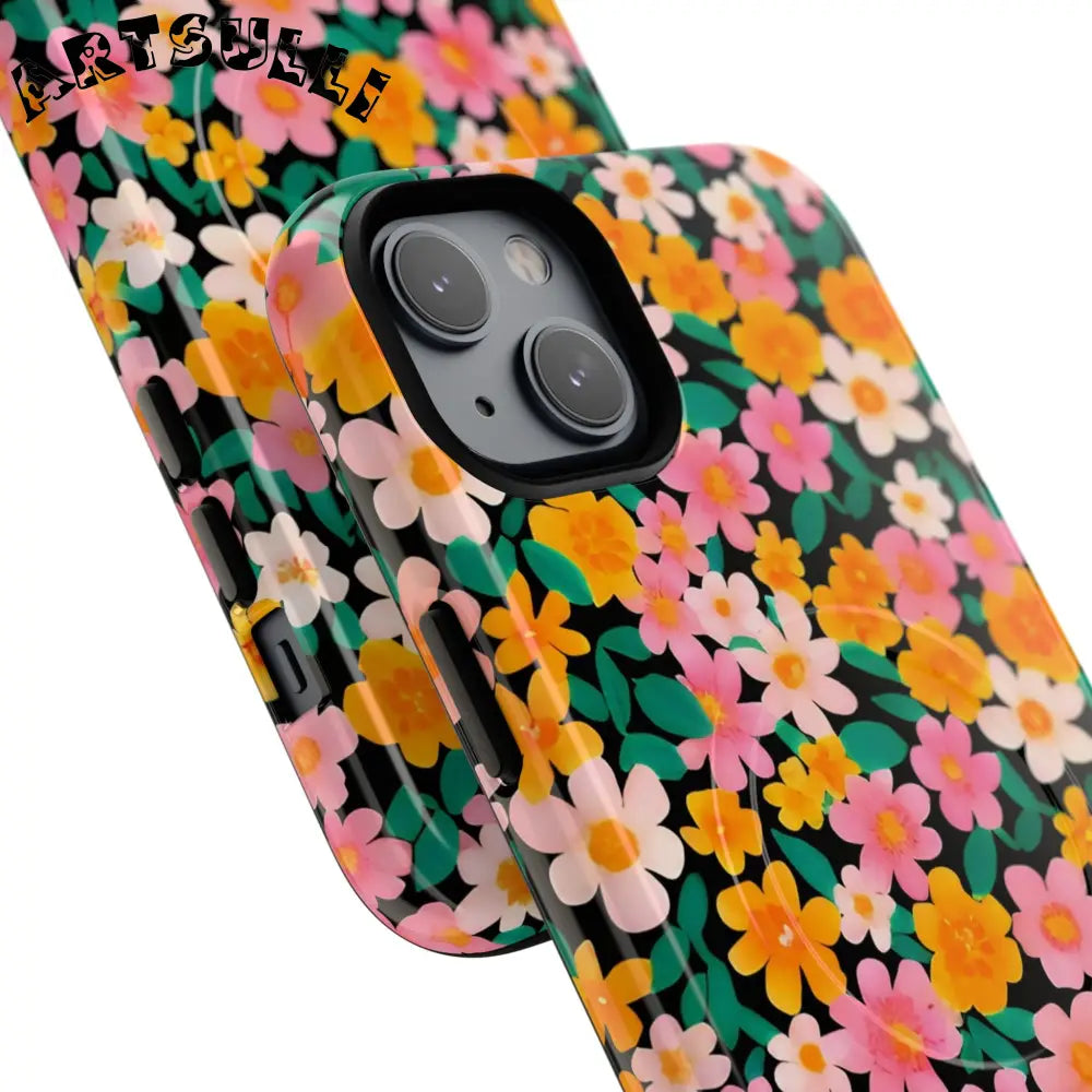 Black Floral MagSafe iPhone Case, Artsulli - Art is Long, Life is Short, Phone Case, , , , , , ,