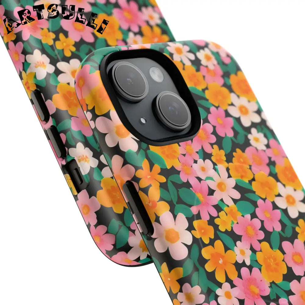 Black Floral MagSafe iPhone Case, Artsulli - Art is Long, Life is Short, Phone Case, , , , , , ,