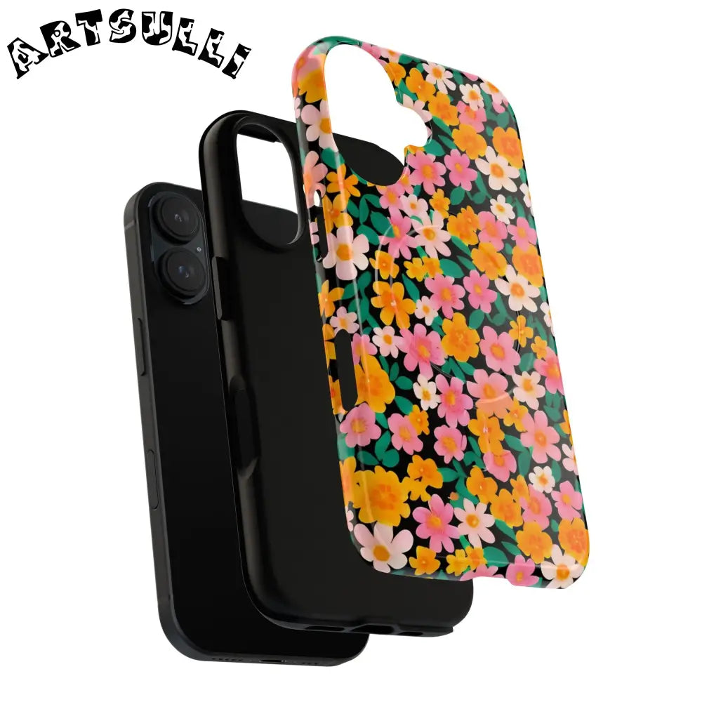 Black Floral MagSafe iPhone Case, Artsulli - Art is Long, Life is Short, Phone Case, , , , , , ,