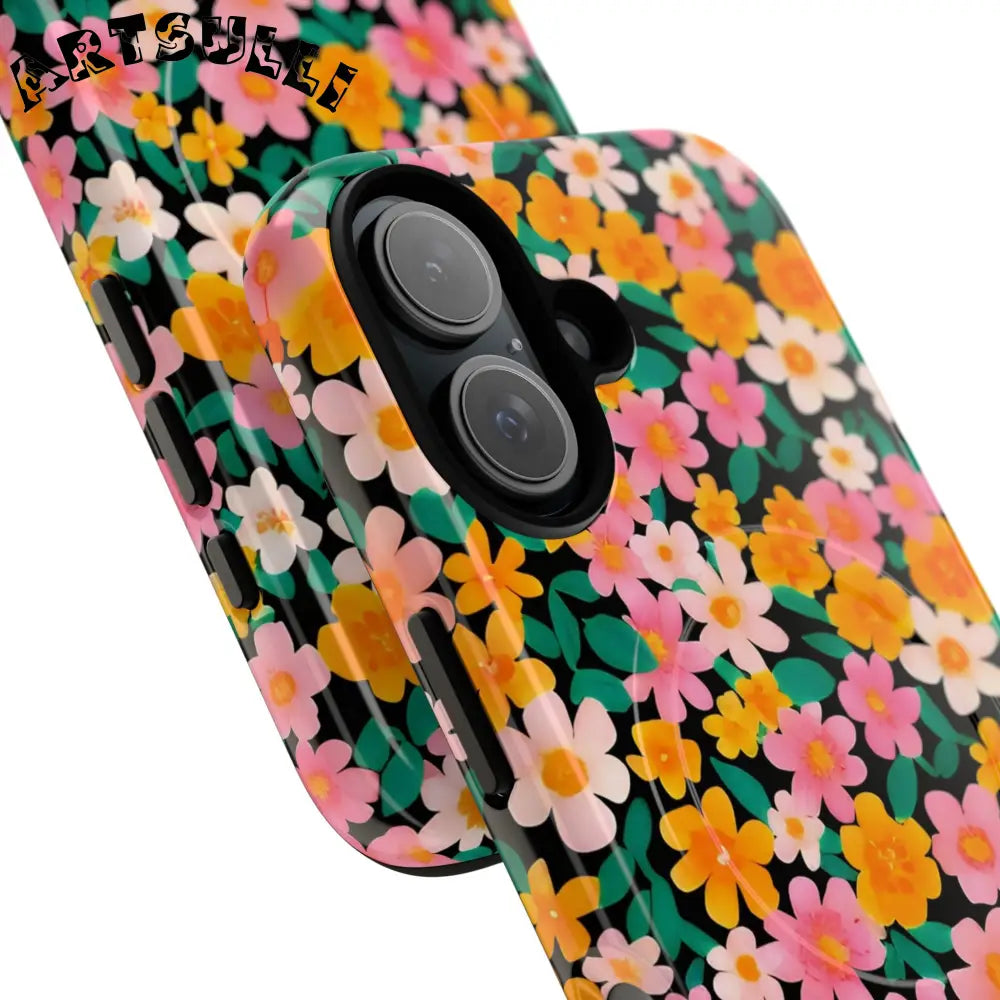 Black Floral MagSafe iPhone Case, Artsulli - Art is Long, Life is Short, Phone Case, , , , , , ,