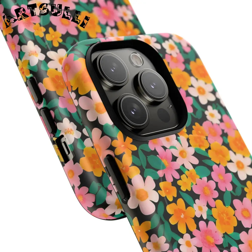 Black Floral MagSafe iPhone Case, Artsulli - Art is Long, Life is Short, Phone Case, , , , , , ,