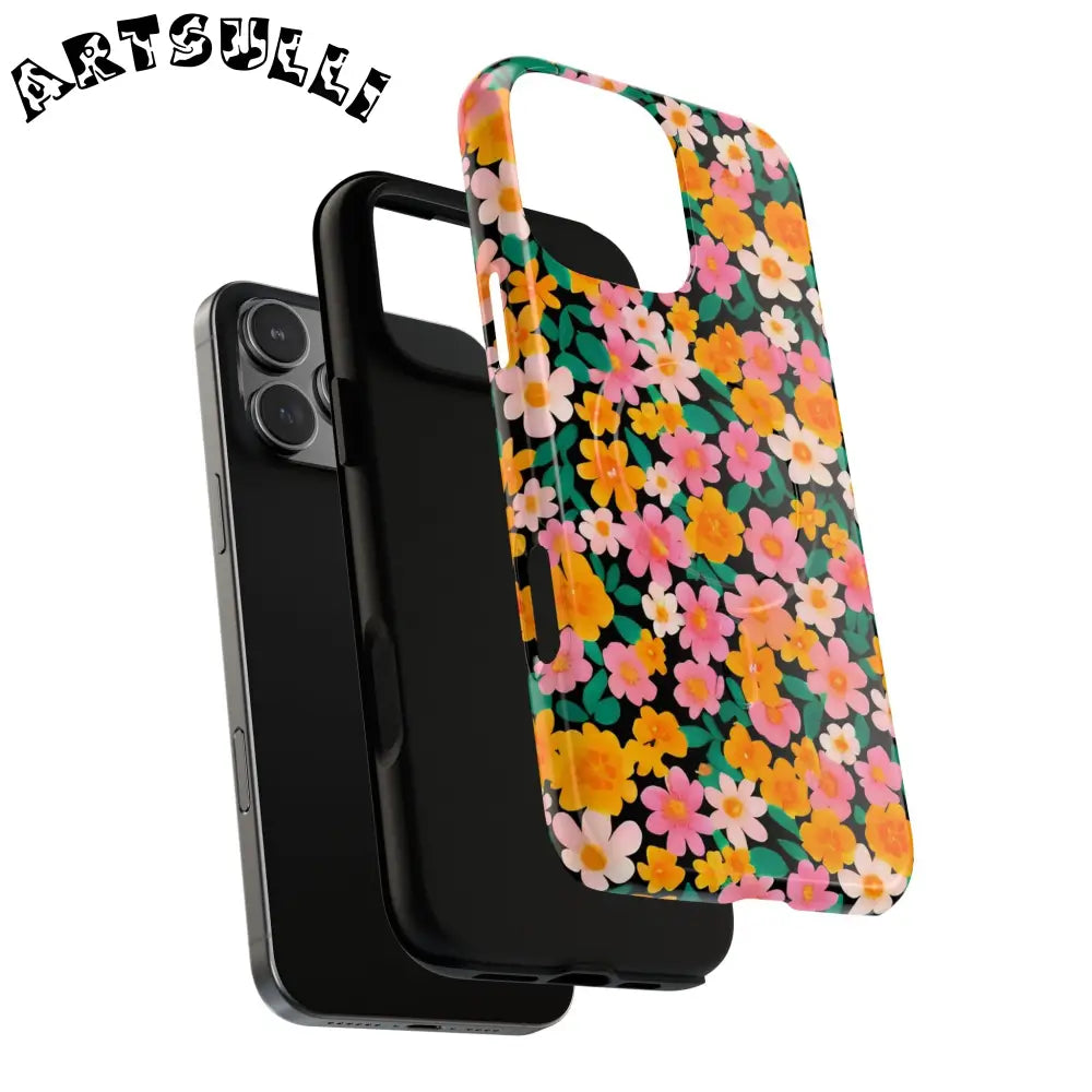Black Floral MagSafe iPhone Case, Artsulli - Art is Long, Life is Short, Phone Case, , , , , , ,