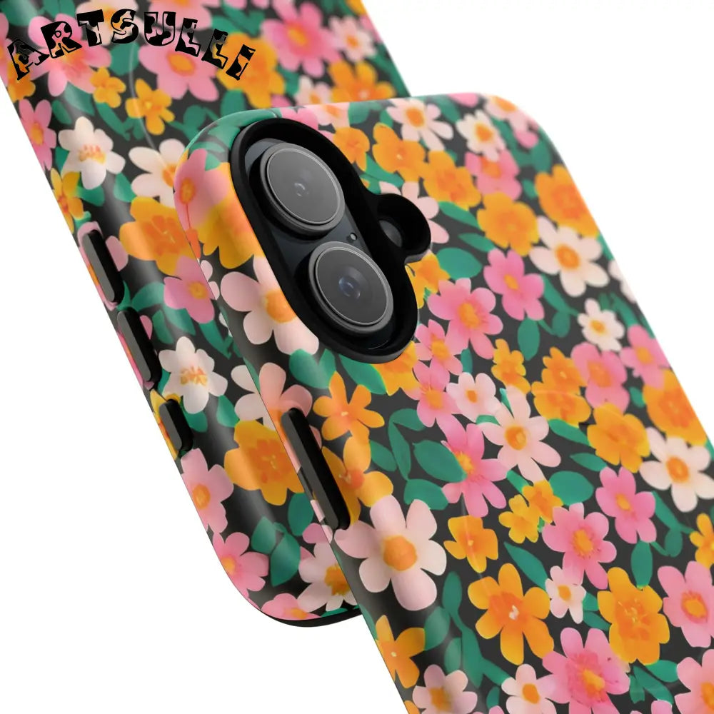 Black Floral MagSafe iPhone Case, Artsulli - Art is Long, Life is Short, Phone Case, , , , , , ,