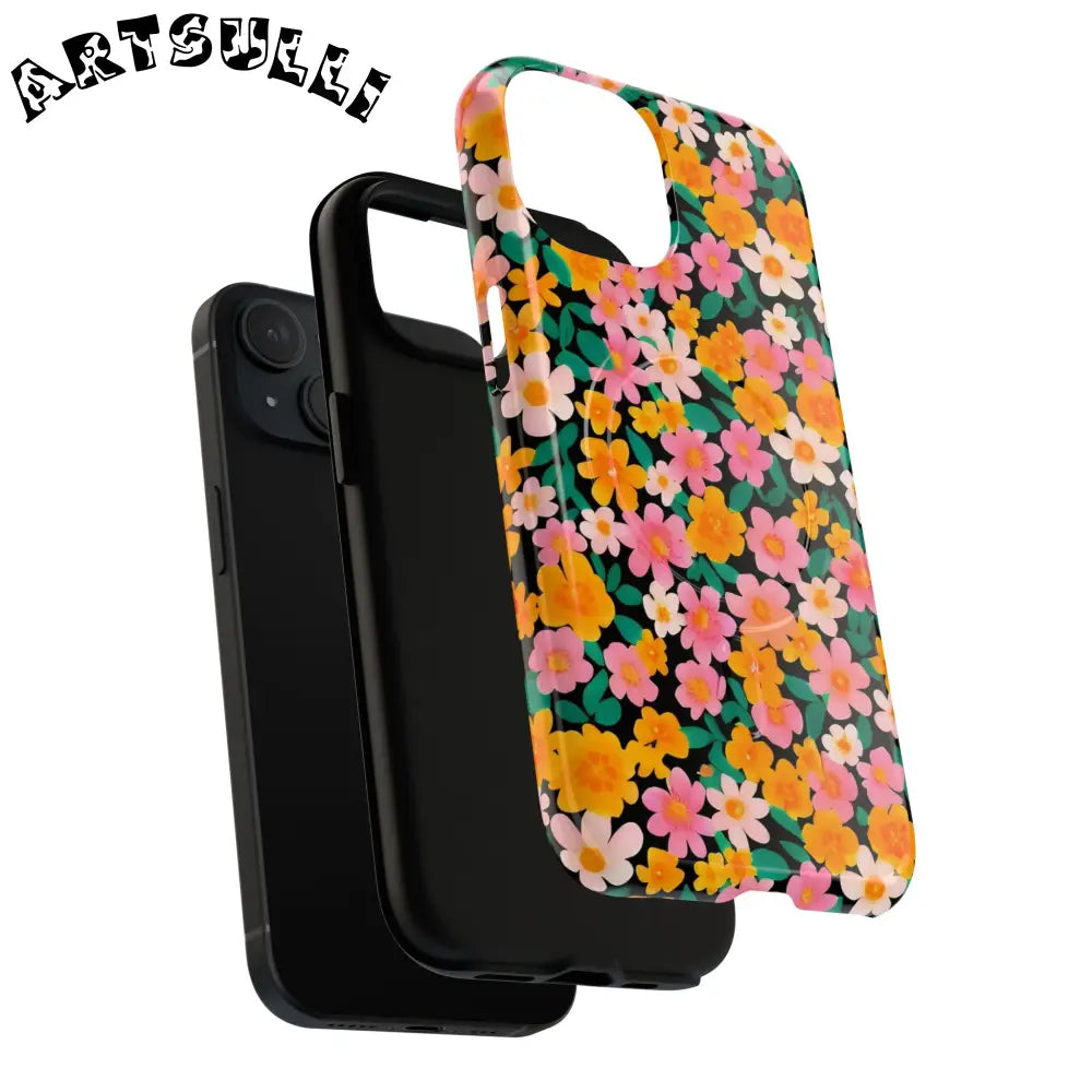 Black Floral MagSafe iPhone Case, Artsulli - Art is Long, Life is Short, Phone Case, , , , , , ,