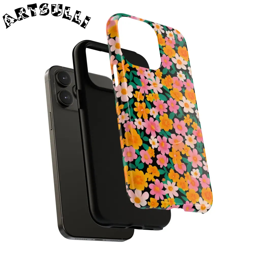 Black Floral MagSafe iPhone Case, Artsulli - Art is Long, Life is Short, Phone Case, , , , , , ,