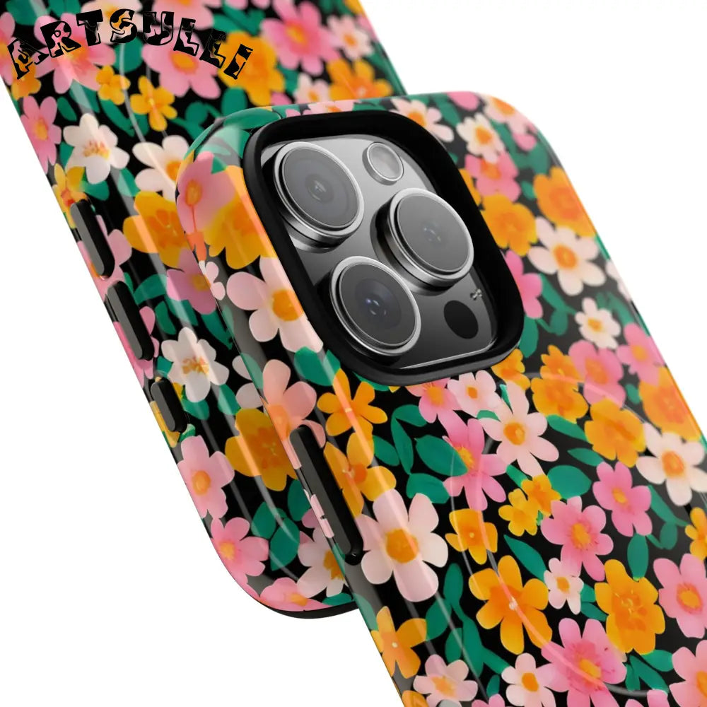Black Floral MagSafe iPhone Case, Artsulli - Art is Long, Life is Short, Phone Case, , , , , , ,