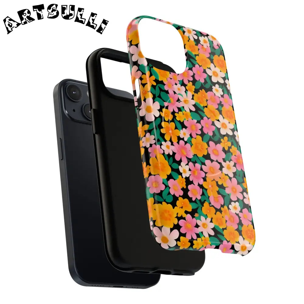 Black Floral MagSafe iPhone Case, Artsulli - Art is Long, Life is Short, Phone Case, , , , , , ,