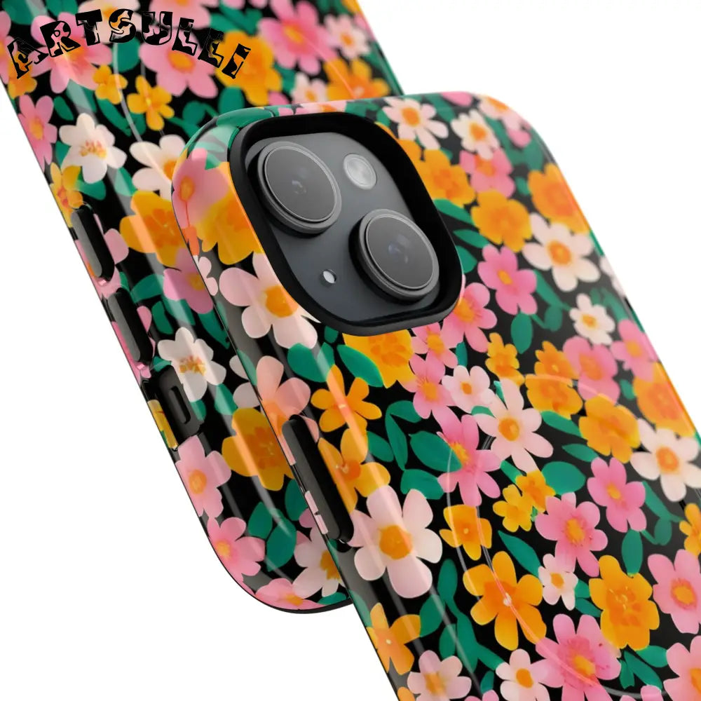 Black Floral MagSafe iPhone Case, Artsulli - Art is Long, Life is Short, Phone Case, , , , , , ,
