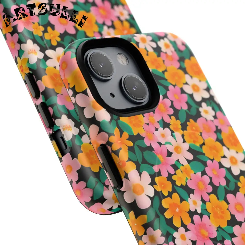 Black Floral MagSafe iPhone Case, Artsulli - Art is Long, Life is Short, Phone Case, , , , , , ,