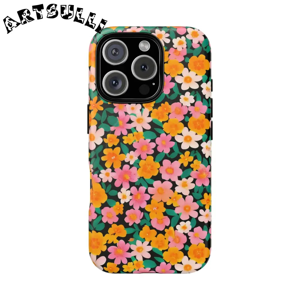 Black Floral MagSafe iPhone Case, Artsulli - Art is Long, Life is Short, Phone Case, Size, iPhone 16 Pro, Surface, Matte, , , 16993858463185371429