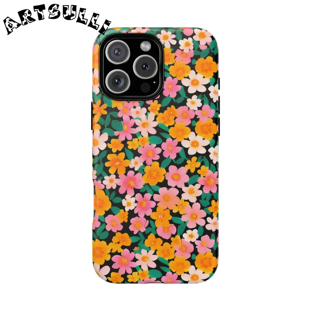 Black Floral MagSafe iPhone Case, Artsulli - Art is Long, Life is Short, Phone Case, Size, iPhone 16 Pro Max, Surface, Matte, , , 13148091385271333796