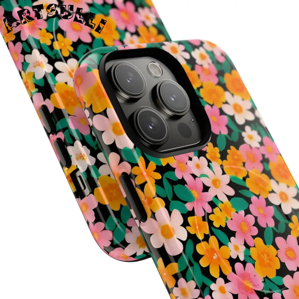 Black Floral MagSafe iPhone Case, Artsulli - Art is Long, Life is Short, Phone Case, , , , , , ,