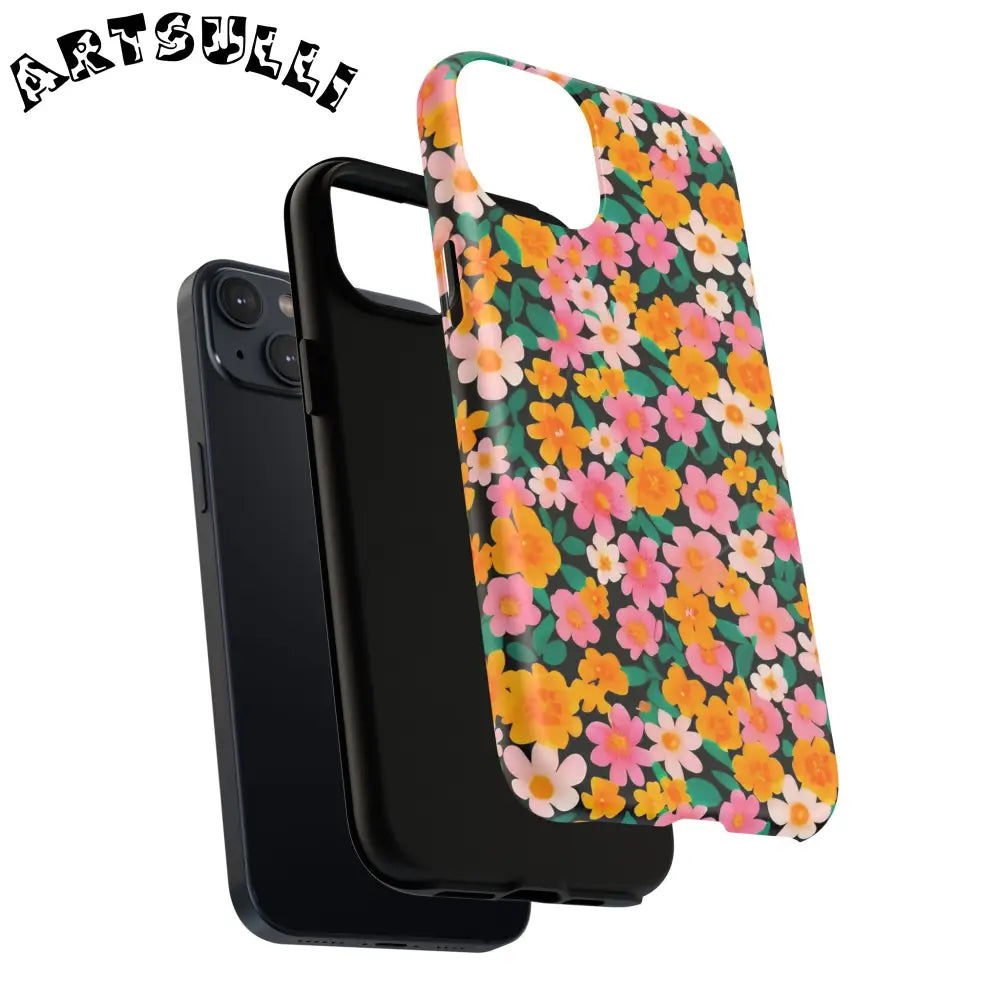 Black Floral MagSafe iPhone Case, Artsulli - Art is Long, Life is Short, Phone Case, , , , , , ,