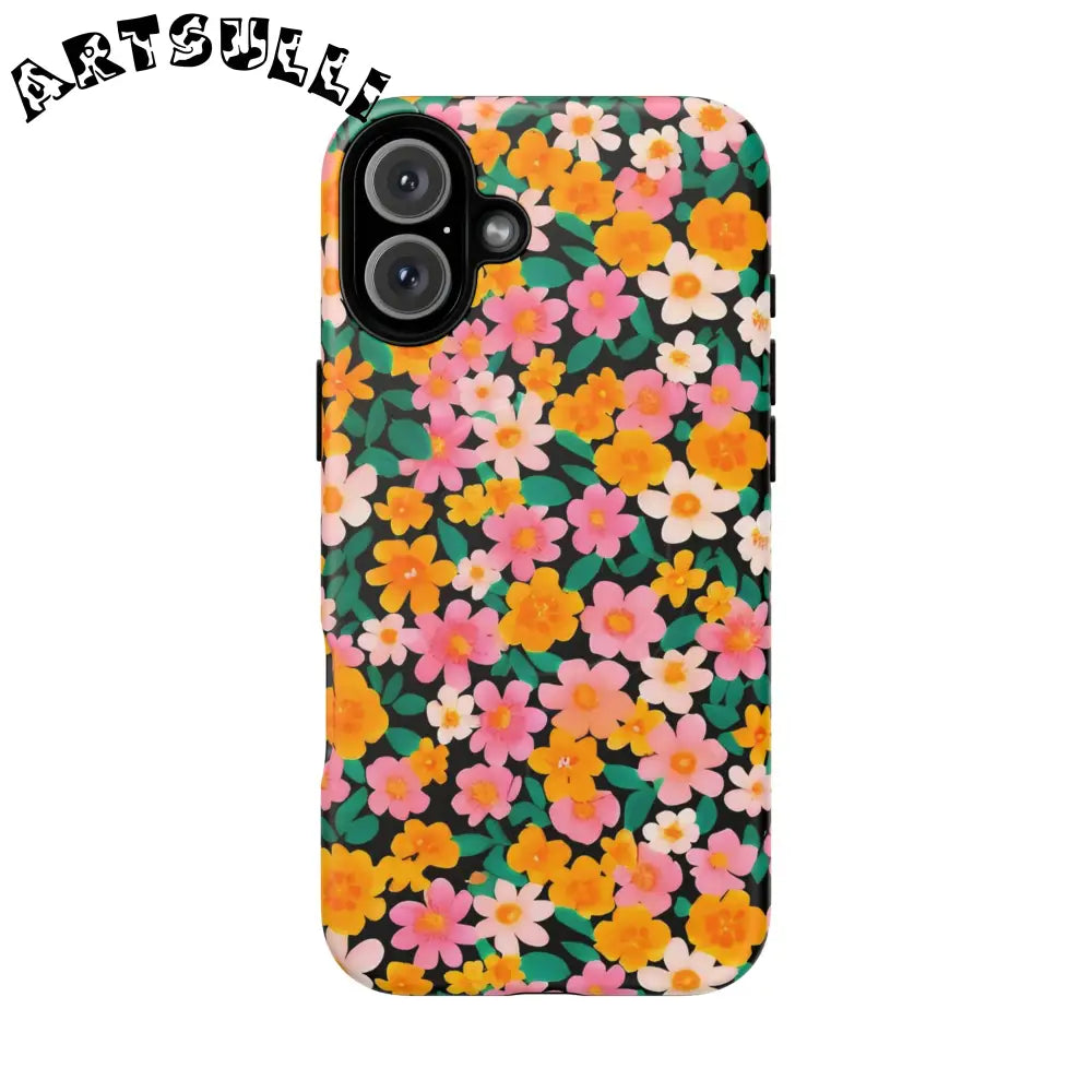 Black Floral MagSafe iPhone Case, Artsulli - Art is Long, Life is Short, Phone Case, Size, iPhone 16 Plus, Surface, Matte, , , 12909687297740865893