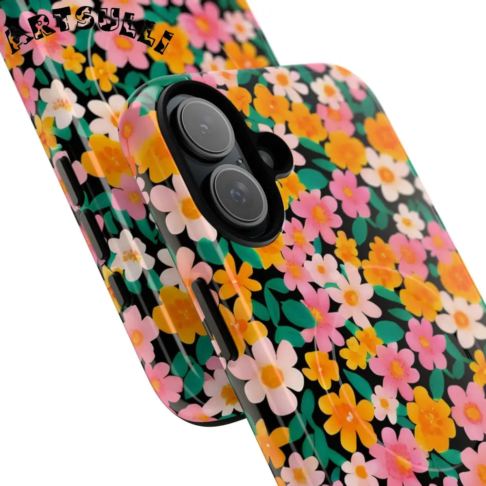 Black Floral MagSafe iPhone Case, Artsulli - Art is Long, Life is Short, Phone Case, , , , , , ,