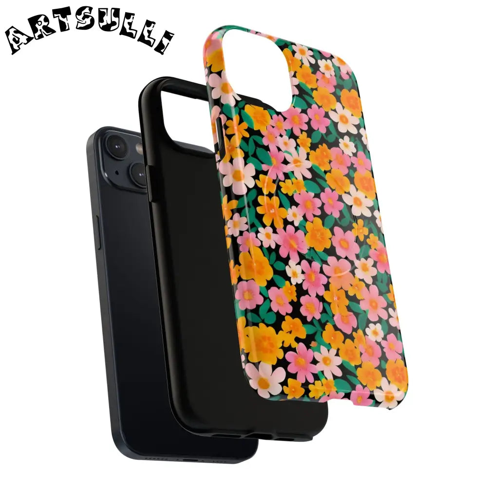 Black Floral MagSafe iPhone Case, Artsulli - Art is Long, Life is Short, Phone Case, , , , , , ,
