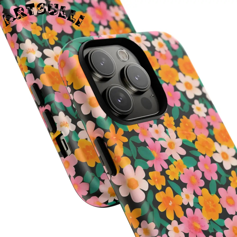 Black Floral MagSafe iPhone Case, Artsulli - Art is Long, Life is Short, Phone Case, , , , , , ,