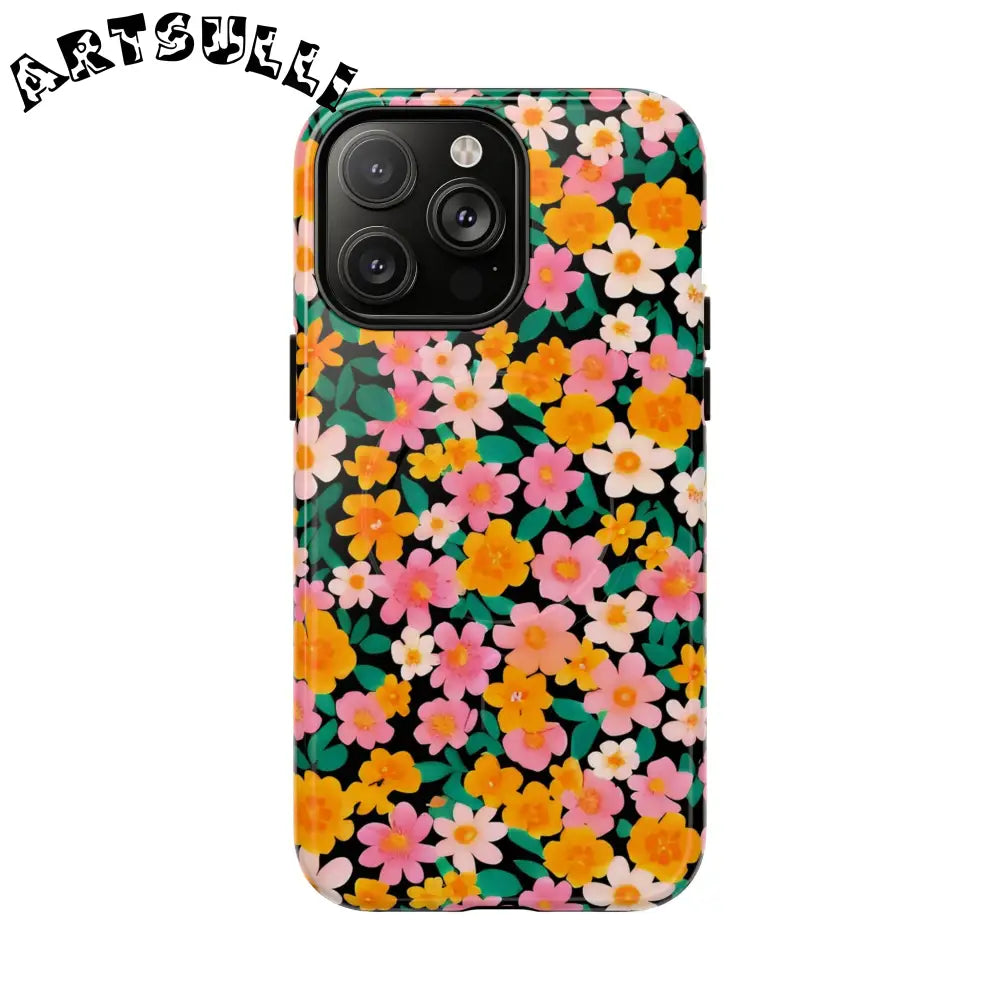 Black Floral MagSafe iPhone Case, Artsulli - Art is Long, Life is Short, Phone Case, Size, iPhone 14 Pro Max, Surface, Glossy, , , 26531075959390606419