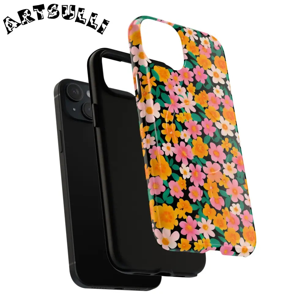 Black Floral MagSafe iPhone Case, Artsulli - Art is Long, Life is Short, Phone Case, , , , , , ,