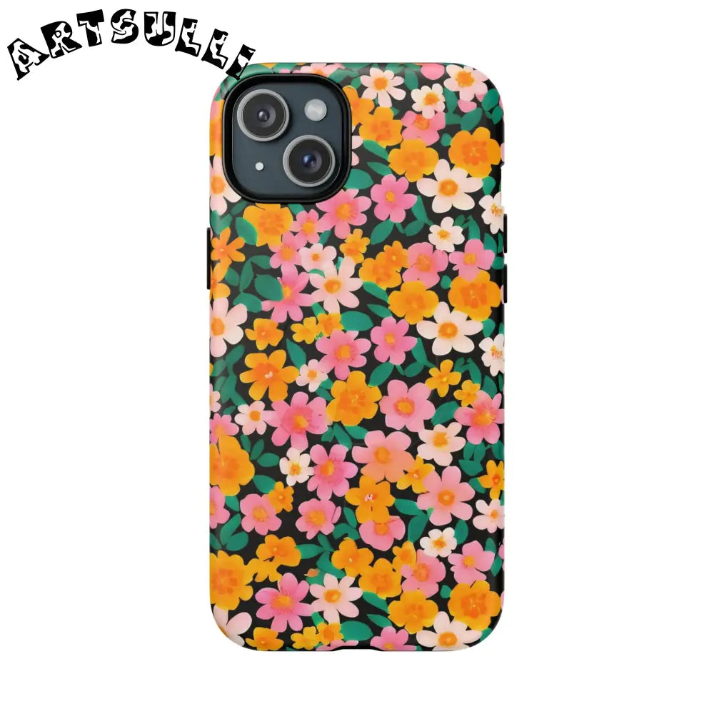 Black Floral MagSafe iPhone Case, Artsulli - Art is Long, Life is Short, Phone Case, Size, iPhone 15 Plus, Surface, Matte, , , 11049783954130554963