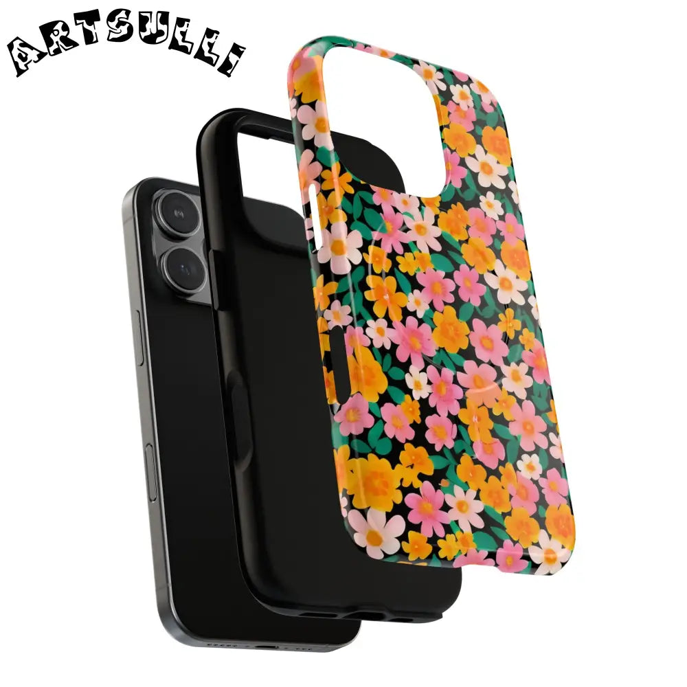 Black Floral MagSafe iPhone Case, Artsulli - Art is Long, Life is Short, Phone Case, , , , , , ,