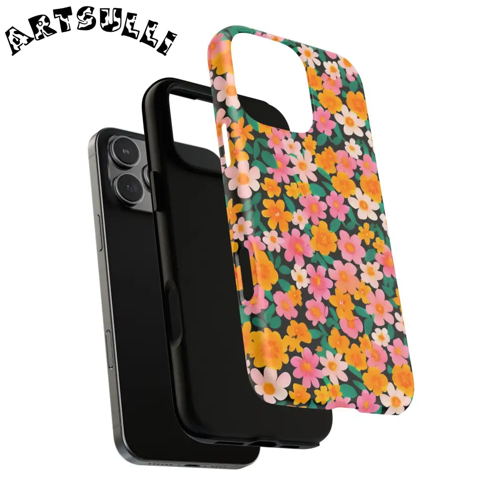 Black Floral MagSafe iPhone Case, Artsulli - Art is Long, Life is Short, Phone Case, , , , , , ,
