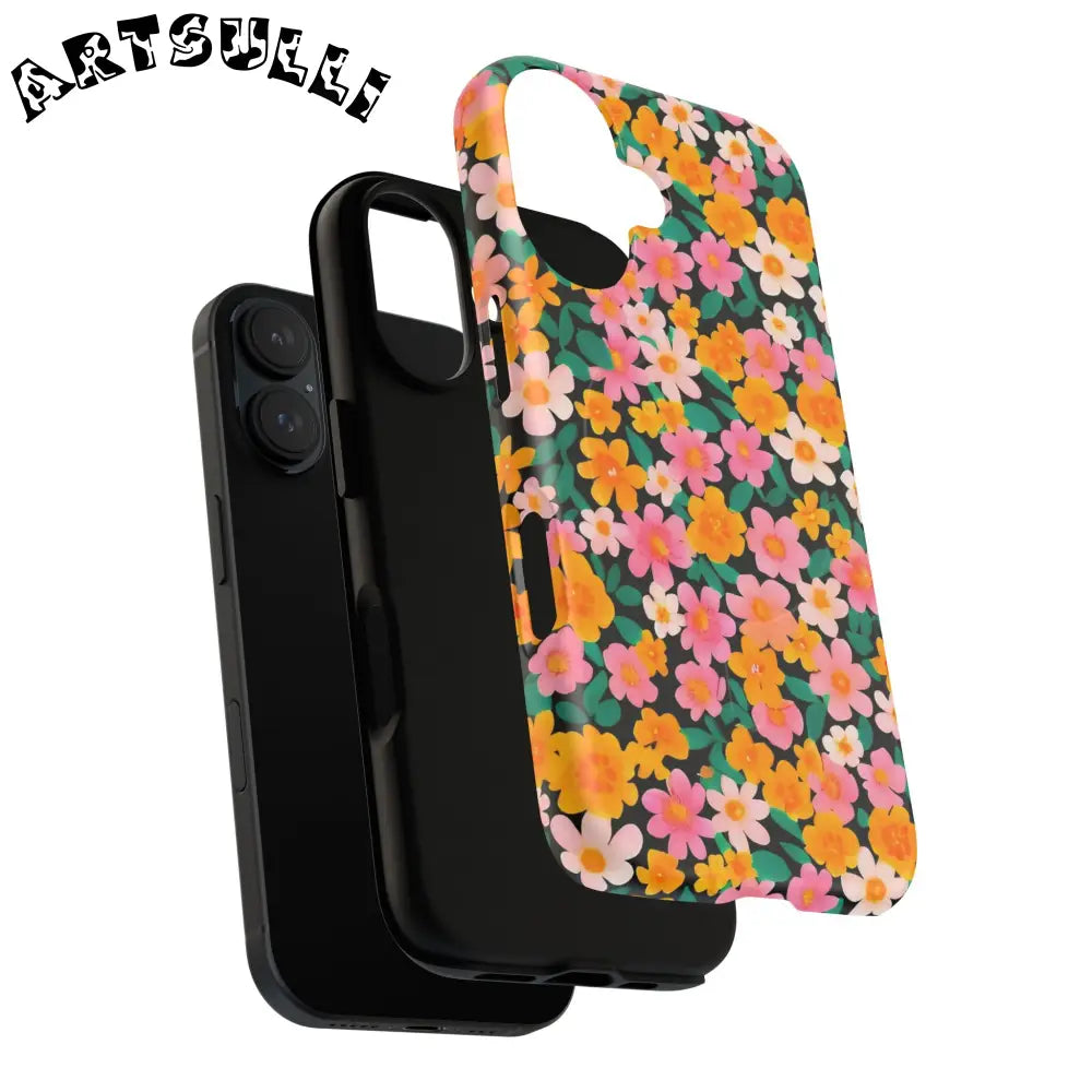 Black Floral MagSafe iPhone Case, Artsulli - Art is Long, Life is Short, Phone Case, , , , , , ,