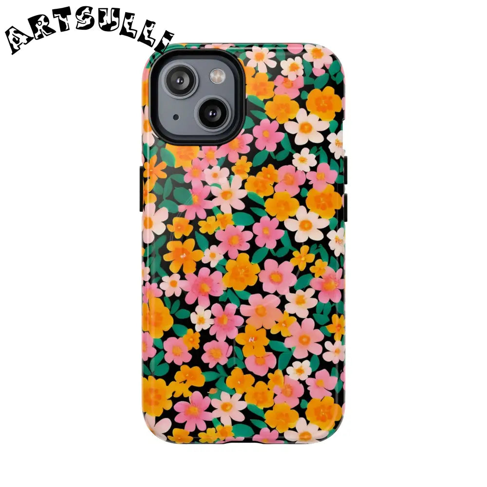 Black Floral MagSafe iPhone Case, Artsulli - Art is Long, Life is Short, Phone Case, Size, iPhone 14, Surface, Glossy, , , 17302826184876160026