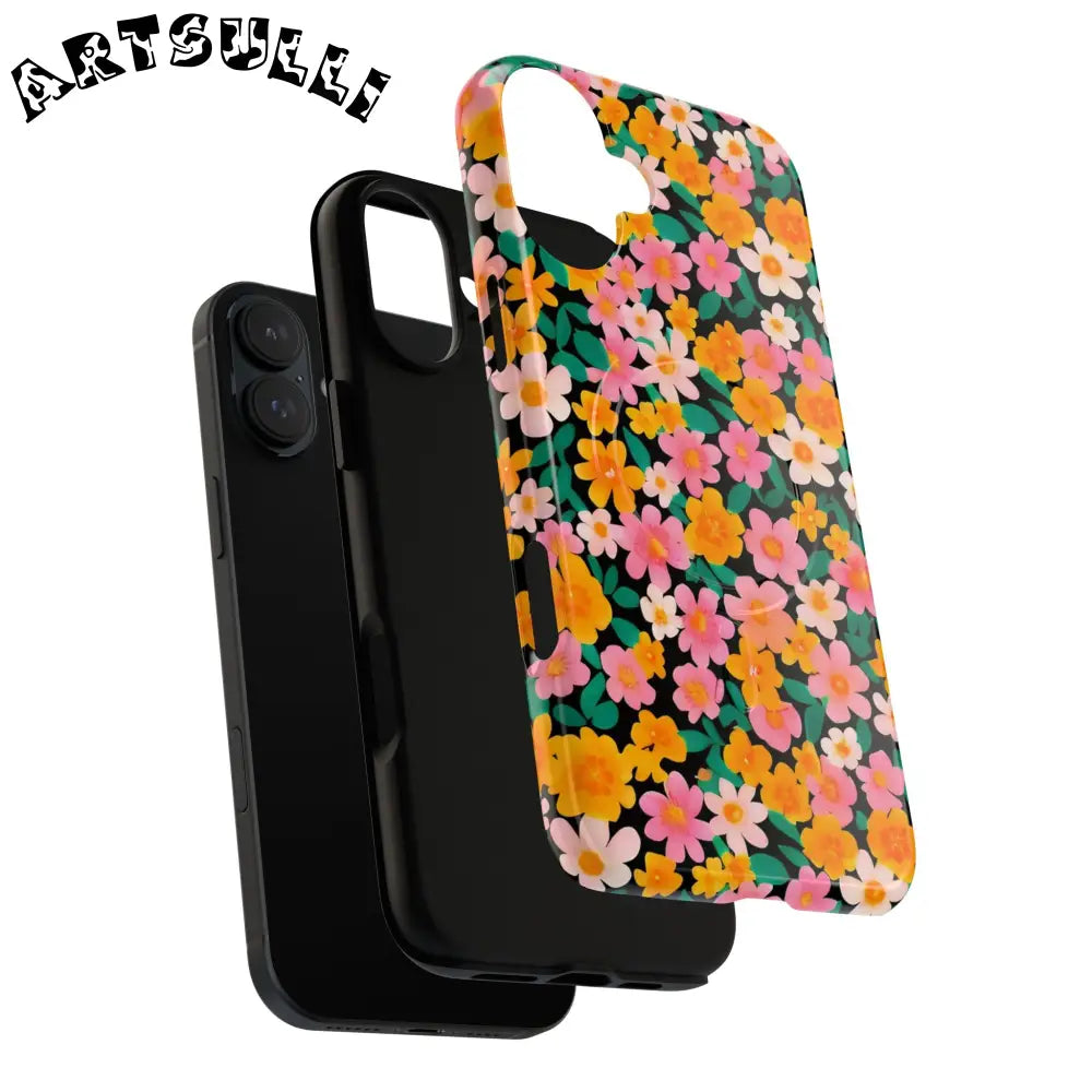 Black Floral MagSafe iPhone Case, Artsulli - Art is Long, Life is Short, Phone Case, , , , , , ,