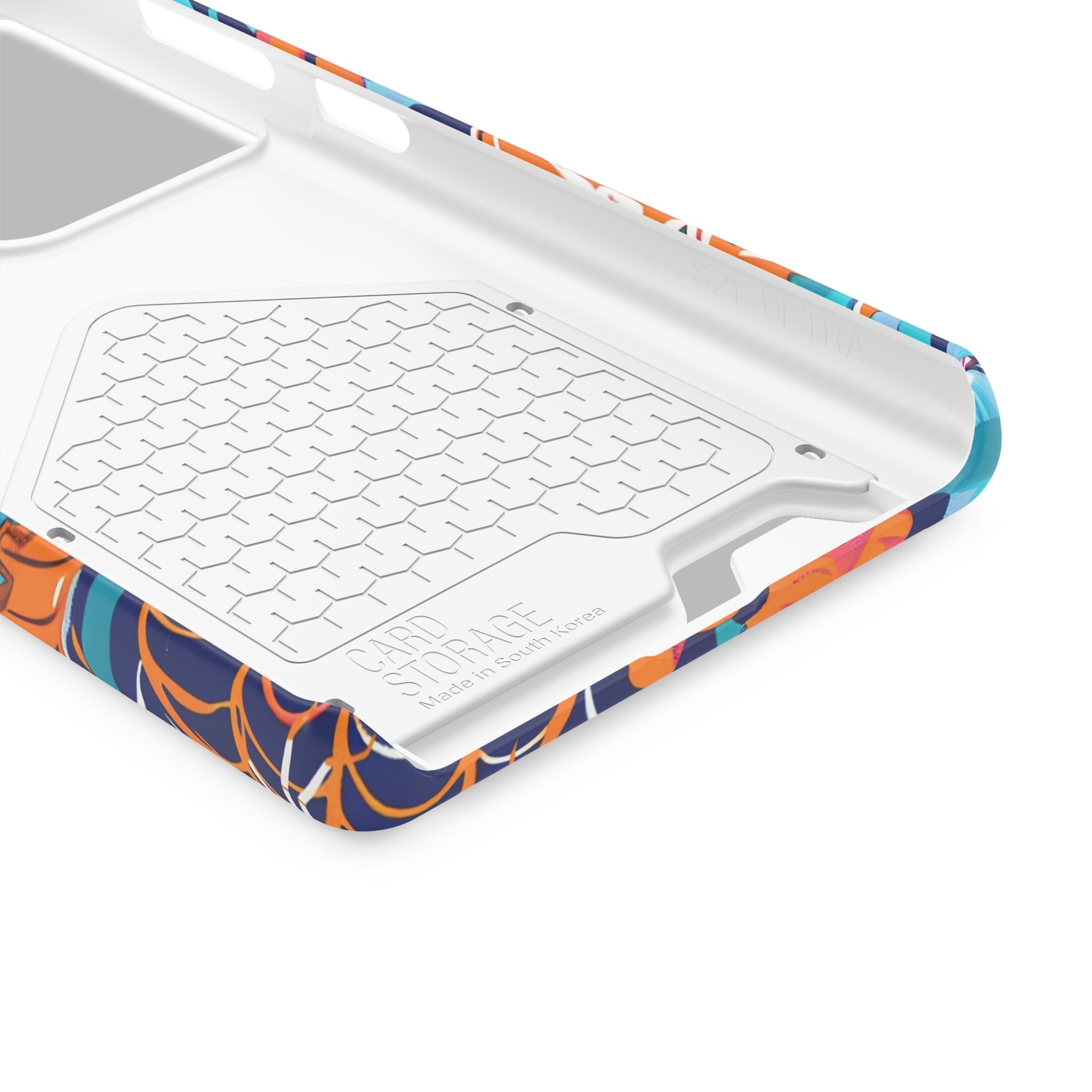 Blue and Orange Floral Skull Card Case, Artsulli - Art is Long, Life is Short, Phone Case, , , , , , ,