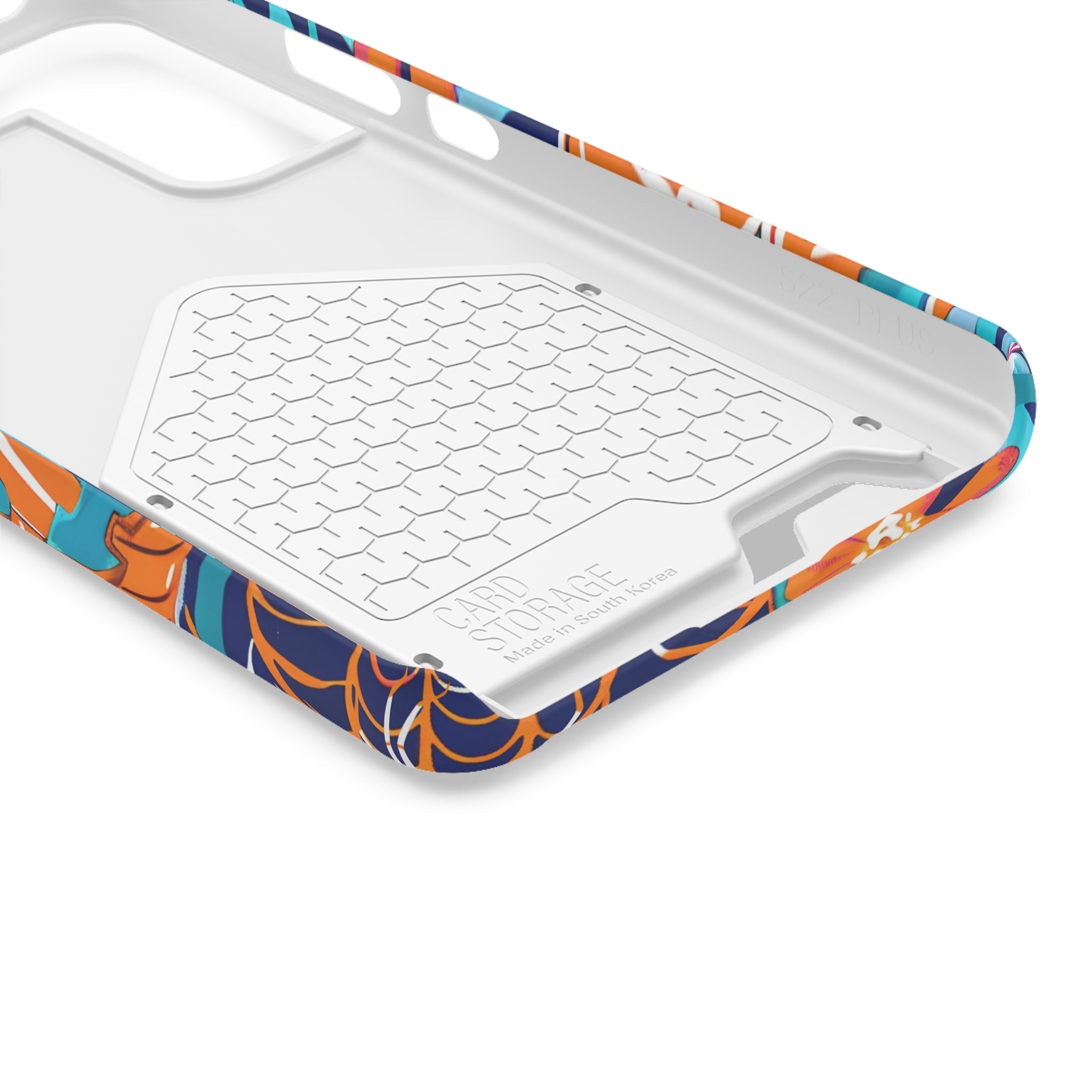 Blue and Orange Floral Skull Card Case, Artsulli - Art is Long, Life is Short, Phone Case, , , , , , ,