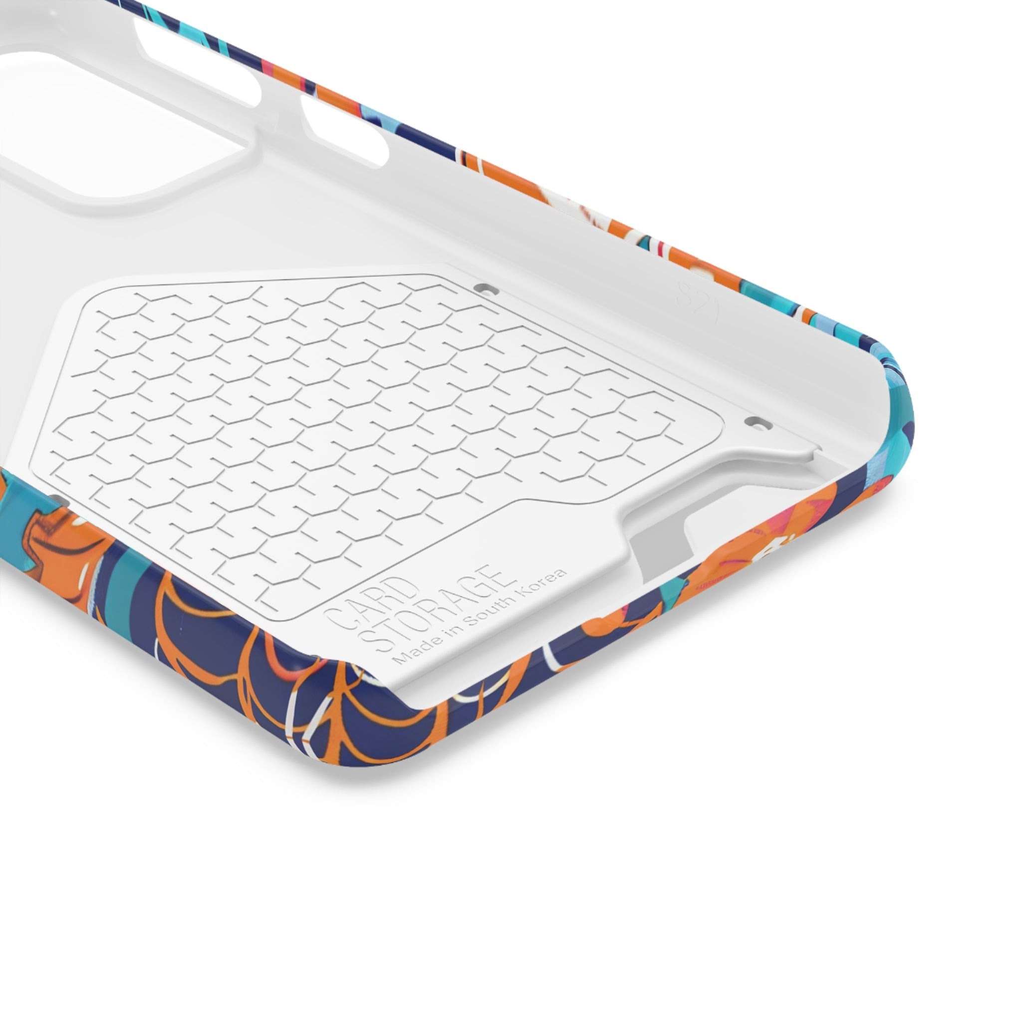 Blue and Orange Floral Skull Card Case, Artsulli - Art is Long, Life is Short, Phone Case, , , , , , ,