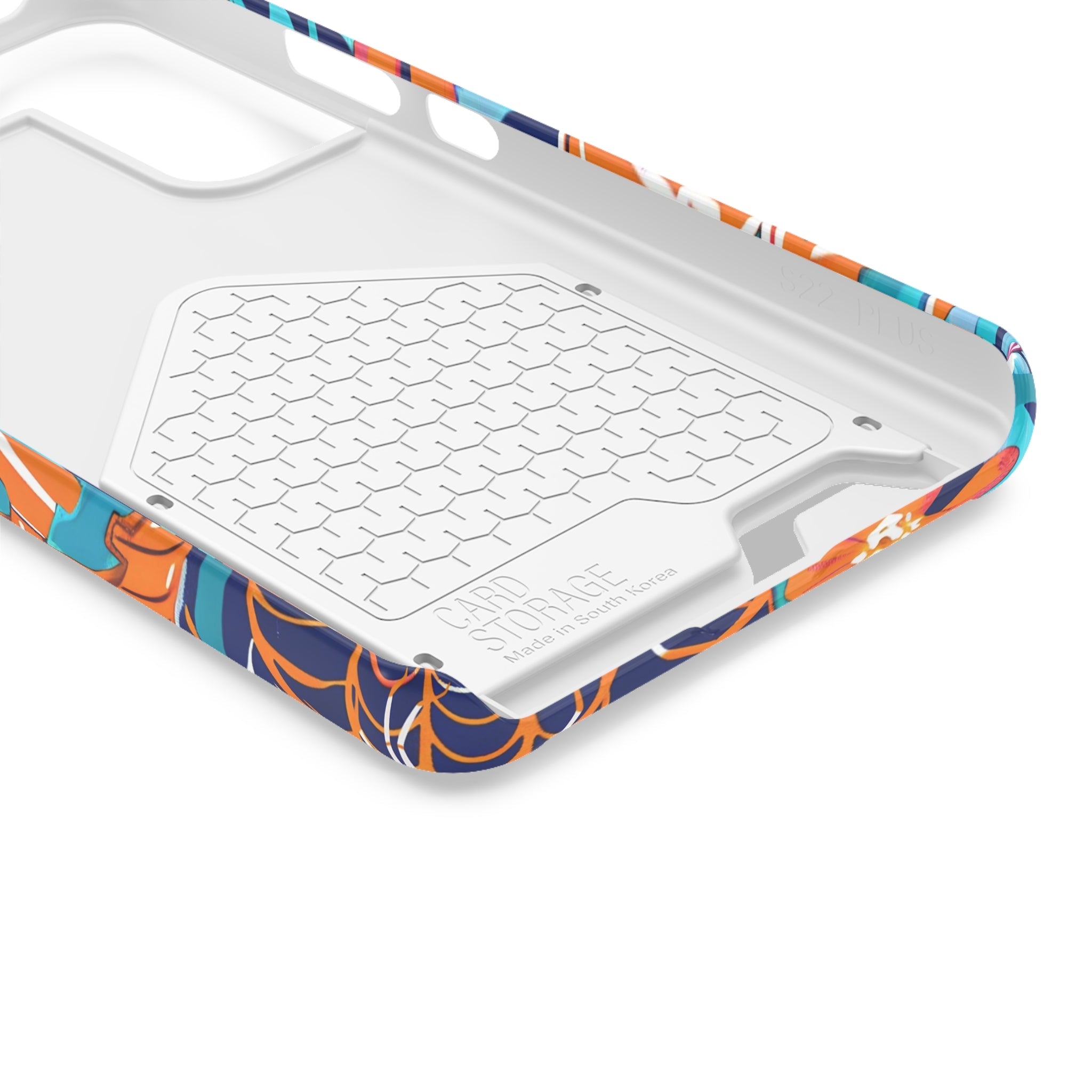 Blue and Orange Floral Skull Card Case, Artsulli - Art is Long, Life is Short, Phone Case, , , , , , ,