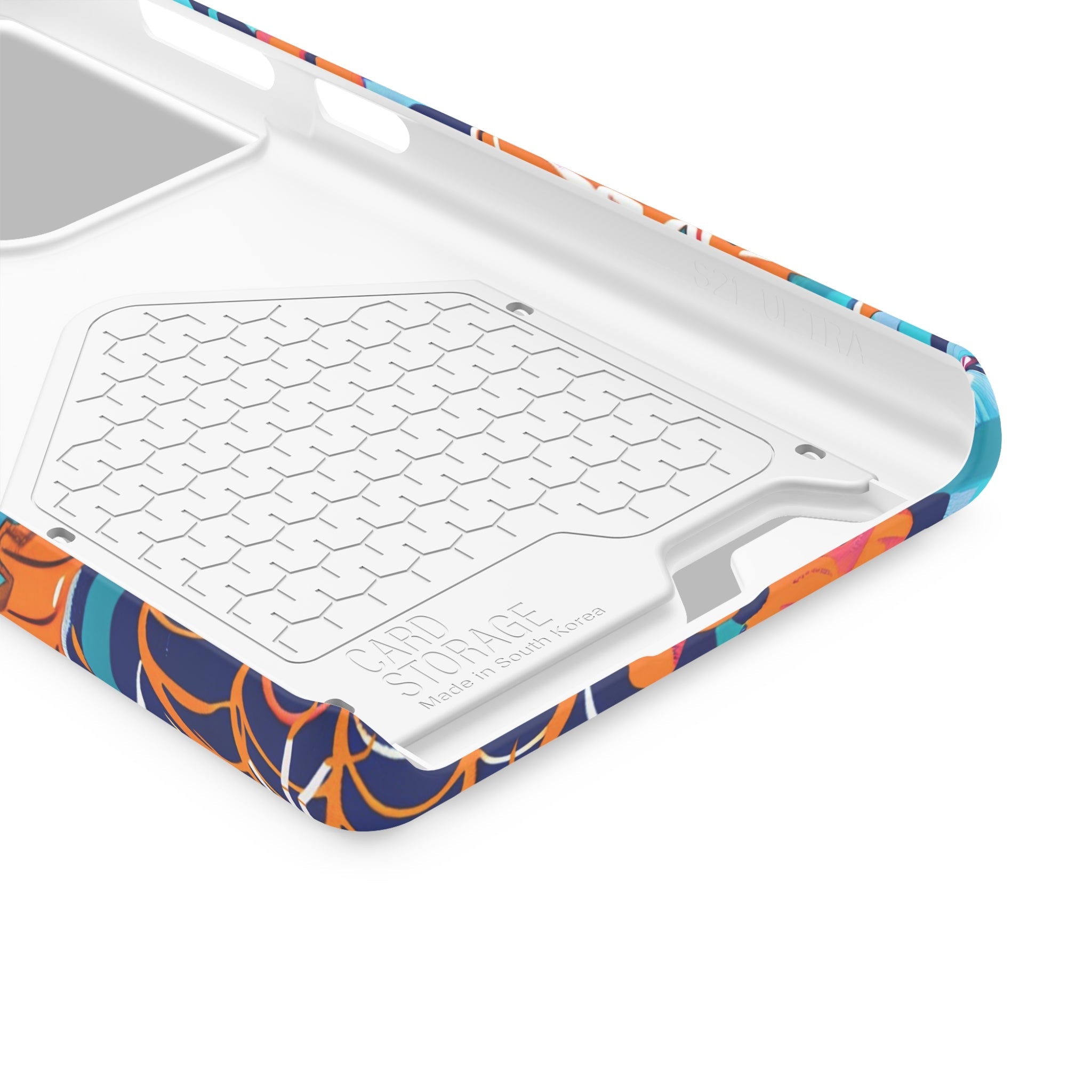 Blue and Orange Floral Skull Card Case, Artsulli - Art is Long, Life is Short, Phone Case, , , , , , ,
