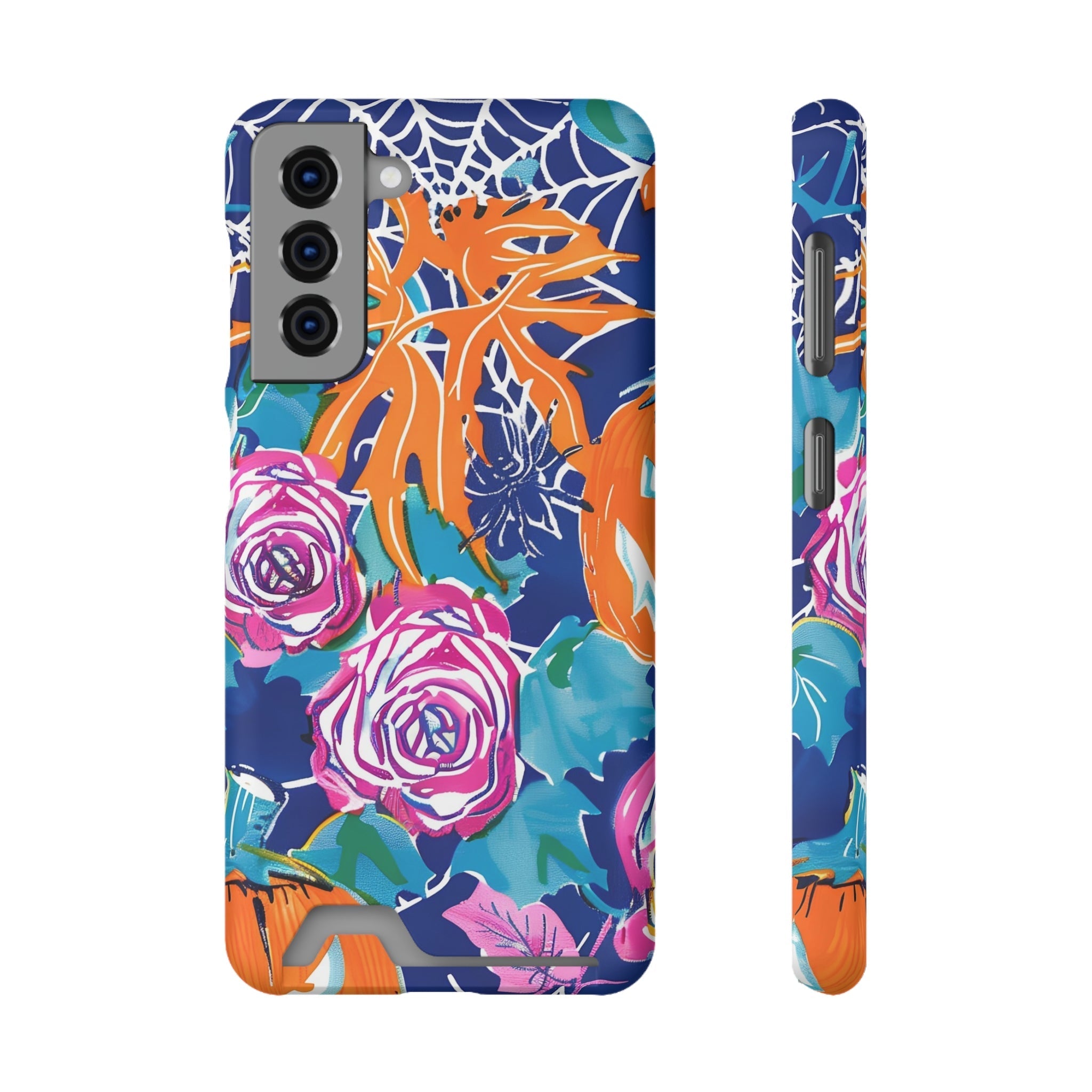 Blue Floral Spiderweb Phone Case, Artsulli - Art is Long, Life is Short, Phone Case, Size, Samsung Galaxy S21, Surface, Matte, Shape, With gift packaging, 22476389610173388548