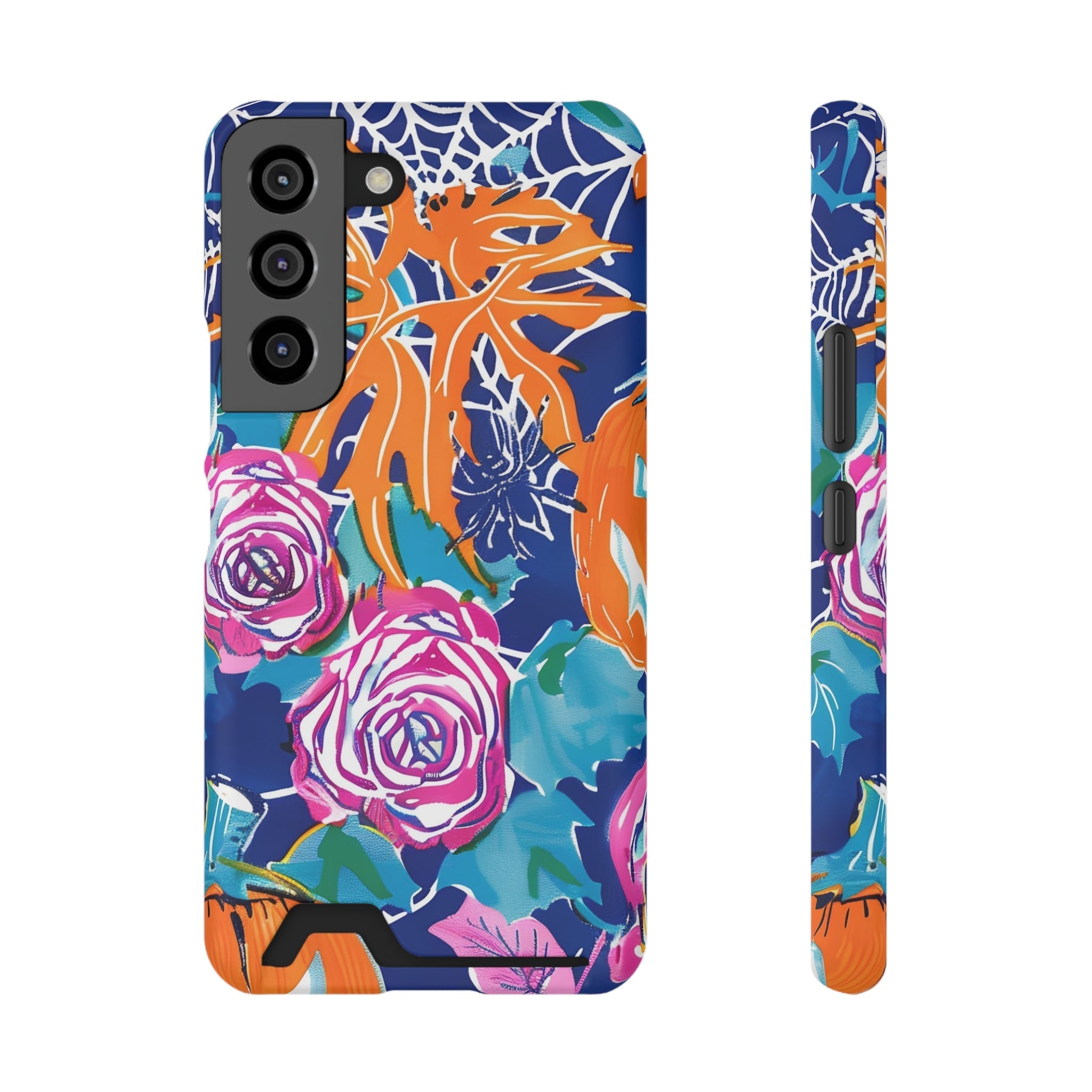 Blue Floral Spiderweb Phone Case, Artsulli - Art is Long, Life is Short, Phone Case, Size, Samsung Galaxy S22, Surface, Matte, Shape, With gift packaging, 60435367863491262590