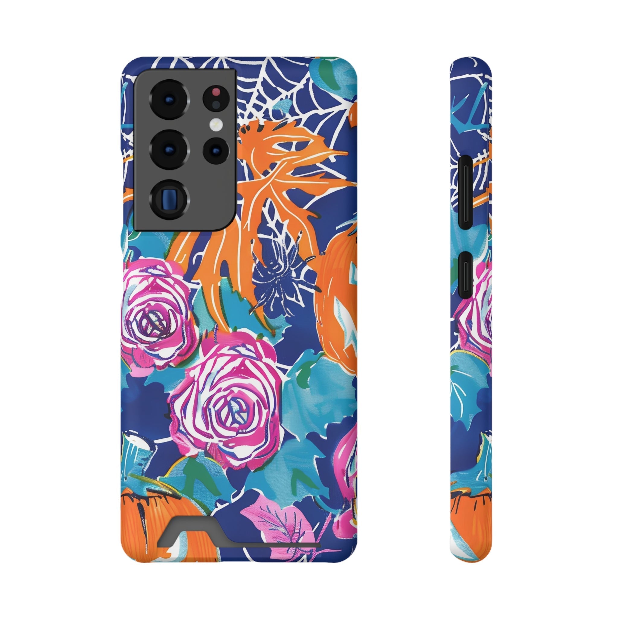 Blue Floral Spiderweb Phone Case, Artsulli - Art is Long, Life is Short, Phone Case, Size, Samsung Galaxy S21 Ultra, Surface, Matte, Shape, With gift packaging, 98922428247746951417