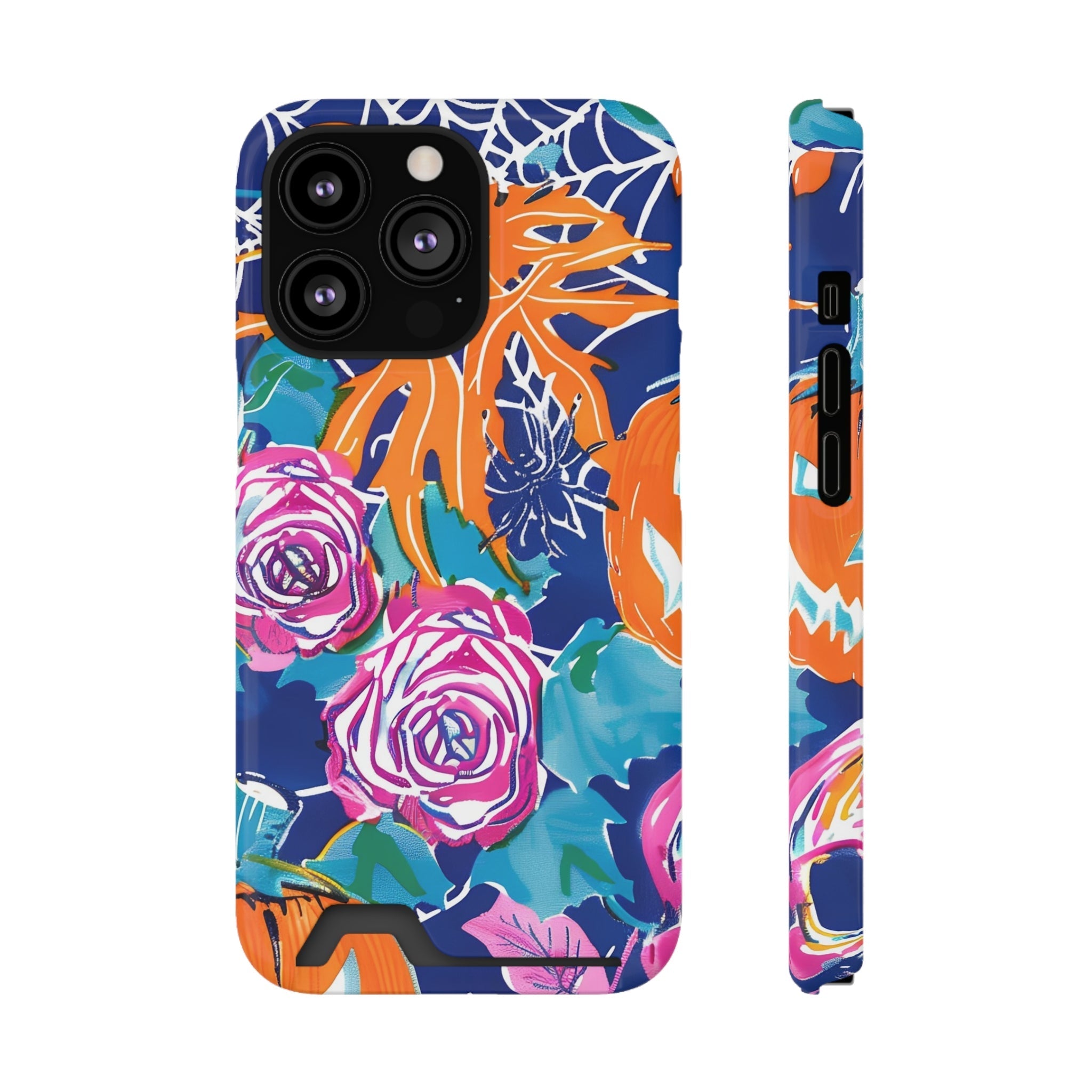 Blue Floral Spiderweb Phone Case, Artsulli - Art is Long, Life is Short, Phone Case, Size, iPhone 13 Pro, Surface, Glossy, Shape, Without gift packaging, 96178746713586051881