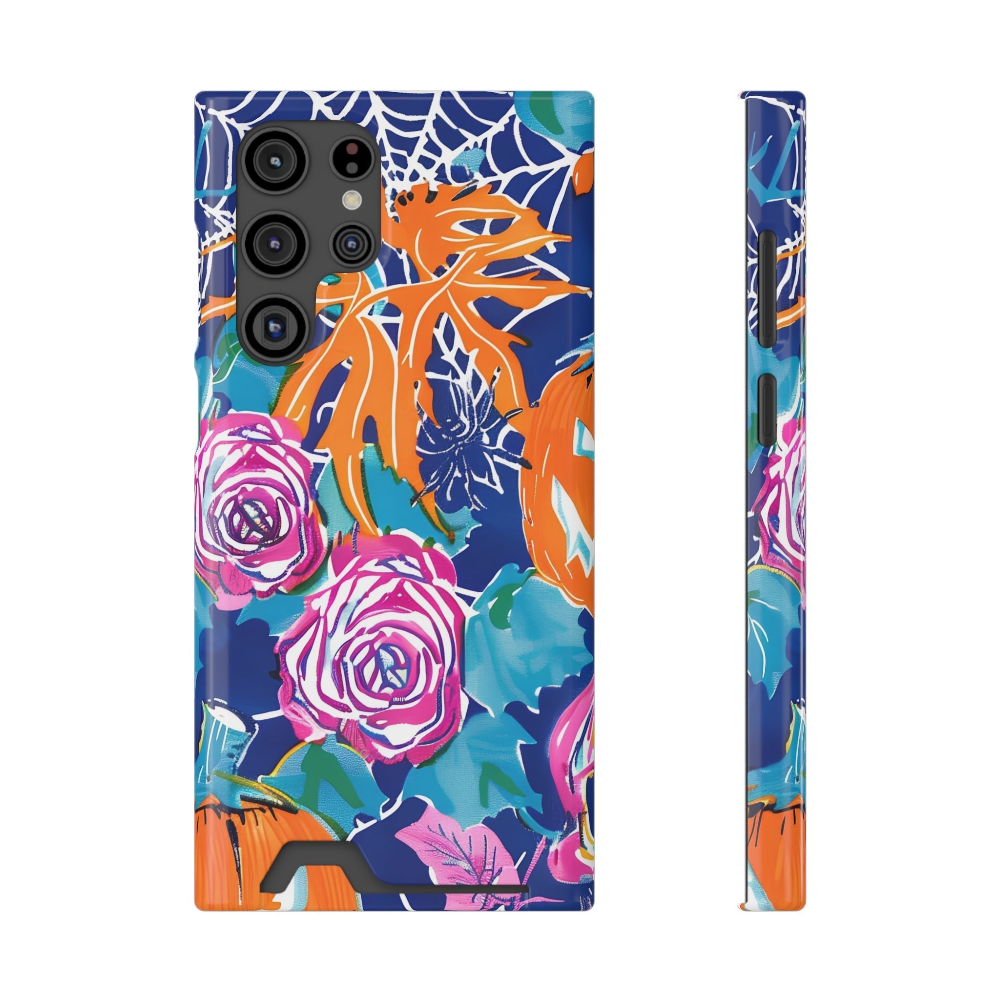 Blue Floral Spiderweb Phone Case, Artsulli - Art is Long, Life is Short, Phone Case, Size, Samsung Galaxy S22 Ultra, Surface, Glossy, Shape, With gift packaging, 17853341078246753022