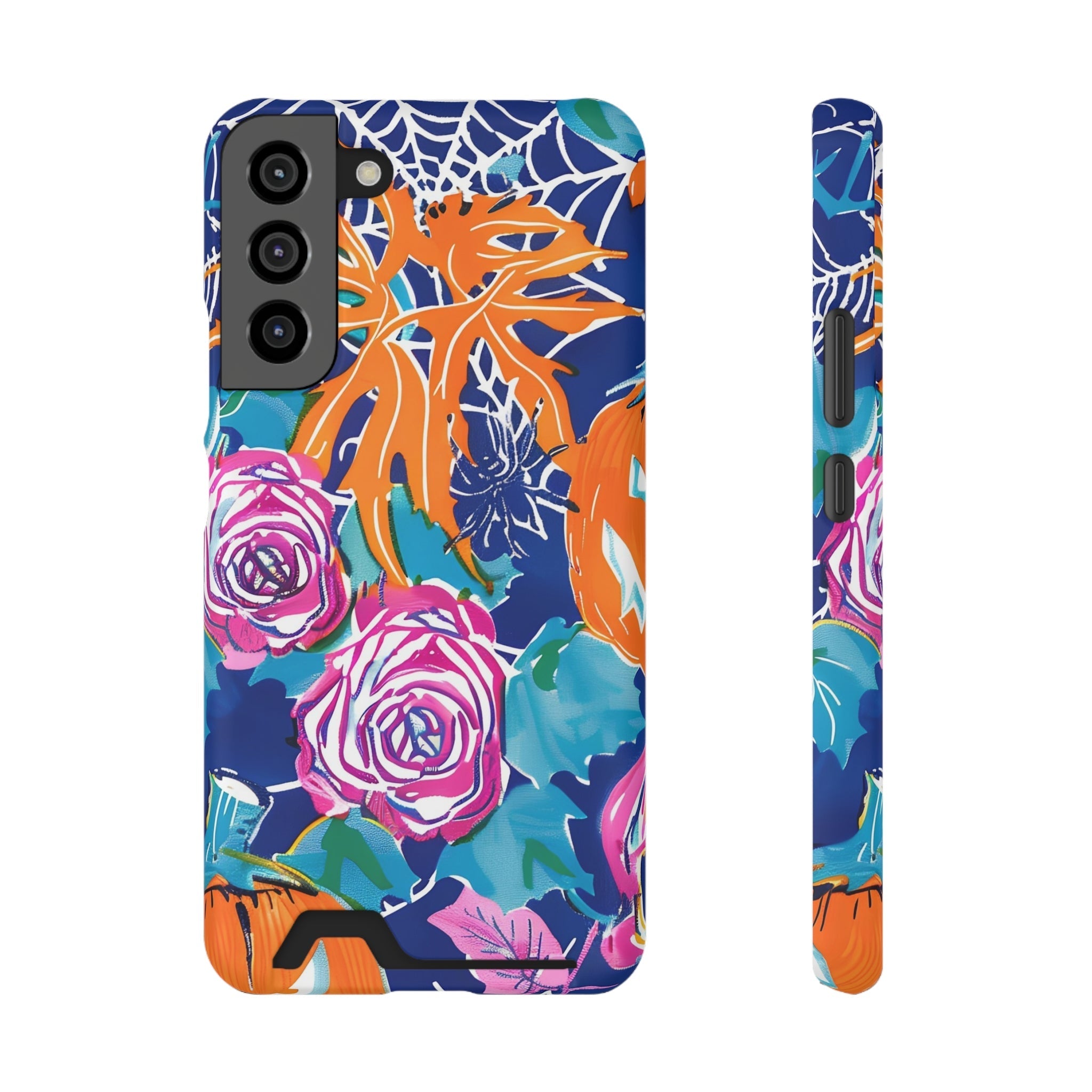 Blue Floral Spiderweb Phone Case, Artsulli - Art is Long, Life is Short, Phone Case, Size, Samsung Galaxy S22 Plus, Surface, Matte, Shape, With gift packaging, 19696913365778199402